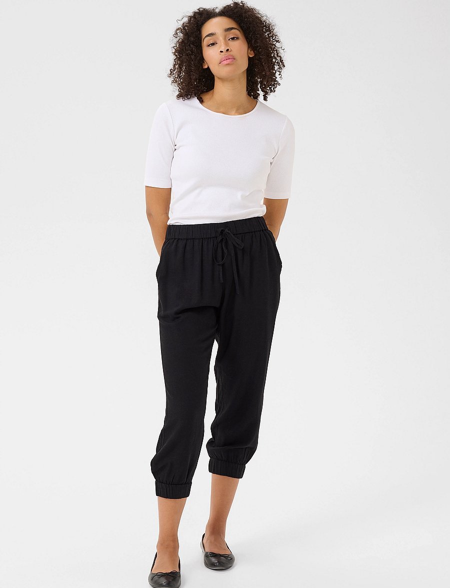 Kaffe - KAmilia Capri Pants - leinenhosen - black deep - 3