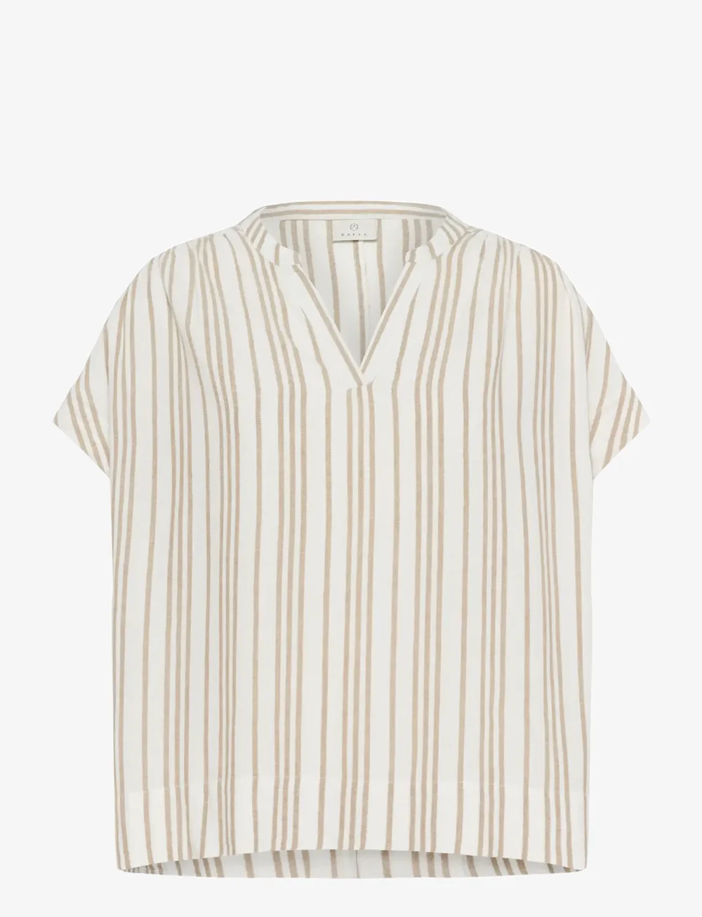 Kaffe - KAmilia Wing SL Blouse - short-sleeved blouses - chalk / chinchilla stripe - 1
