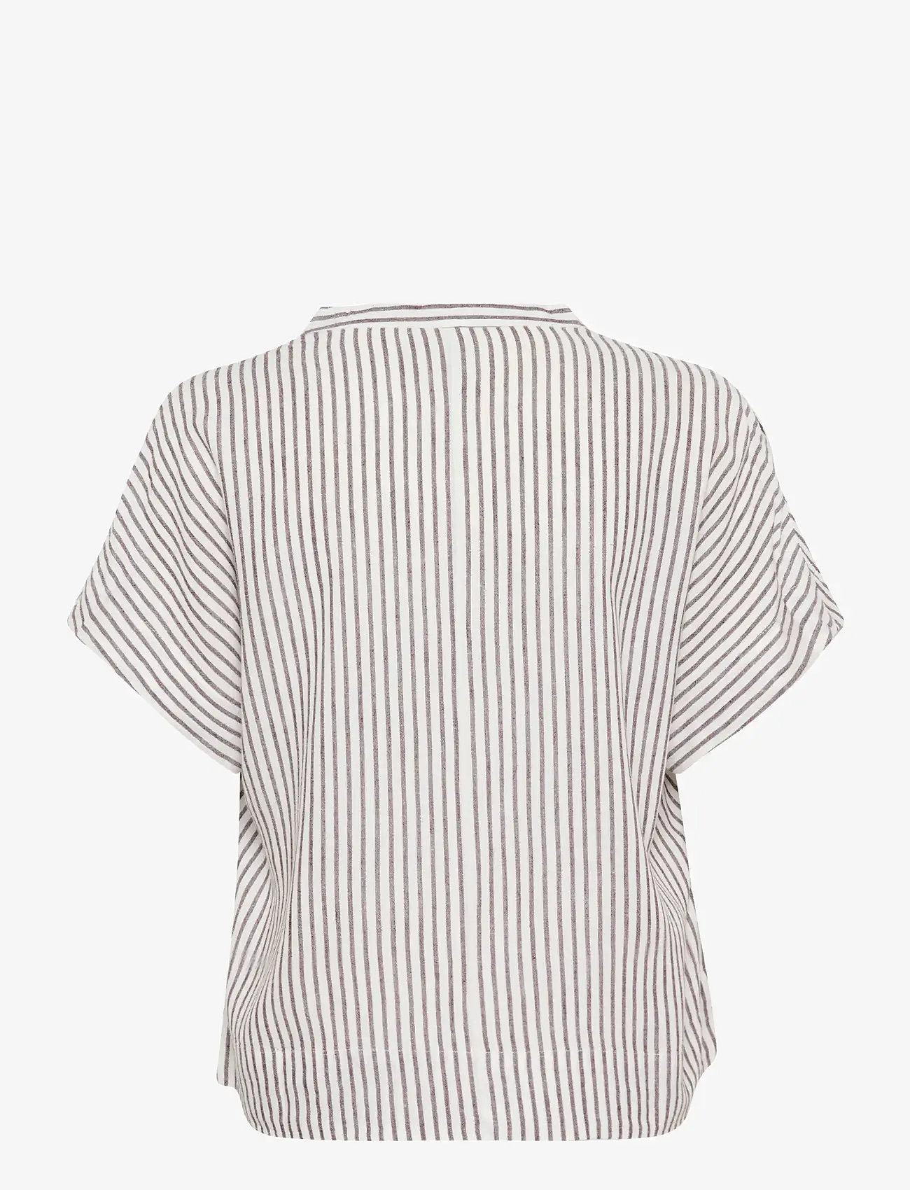Kaffe - KAmilia Wing SL Blouse - kortærmede bluser - chalk/fudge stripe - 2
