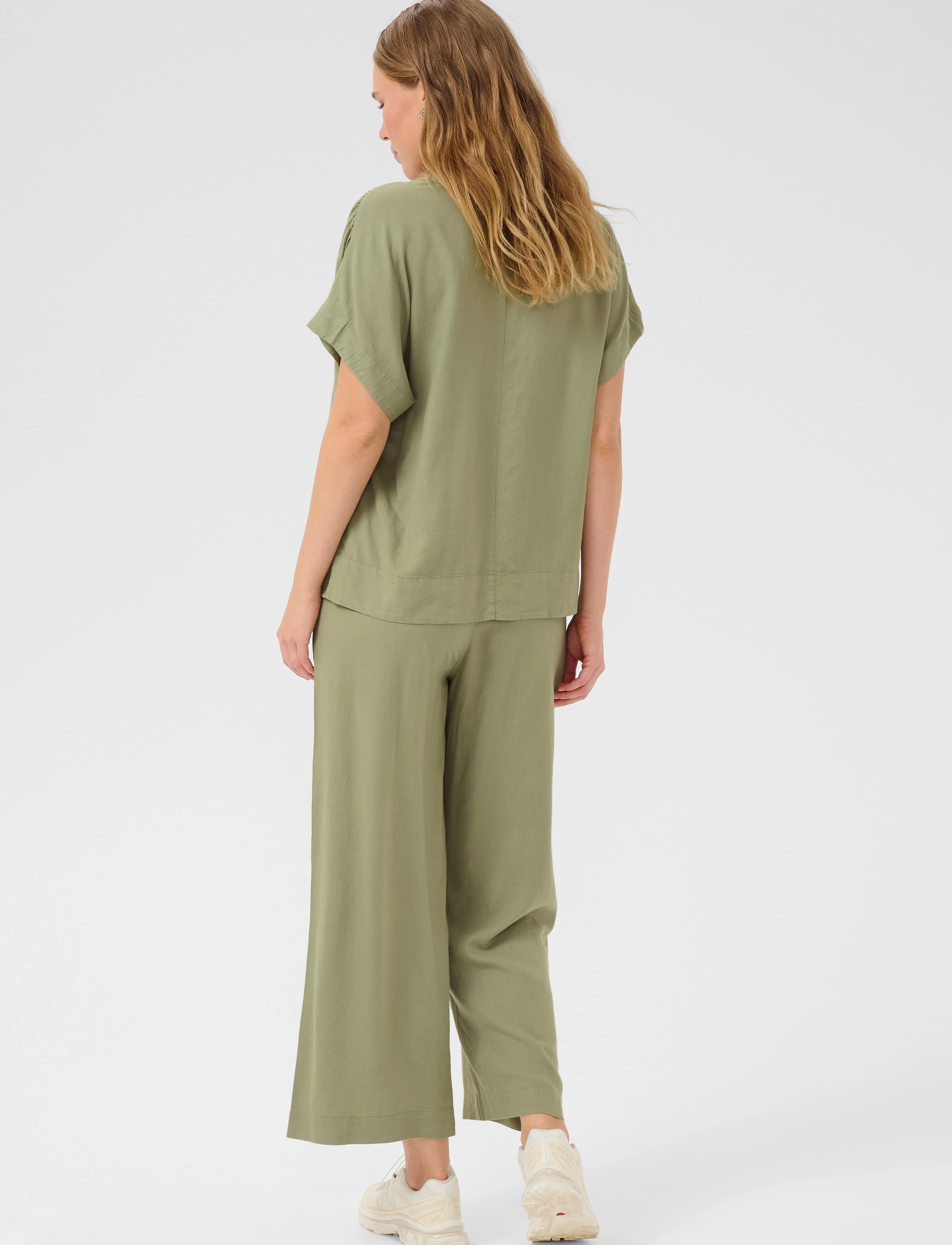 Kaffe - KAmilia Wing SL Blouse - kurzämlige blusen - oil green - 4