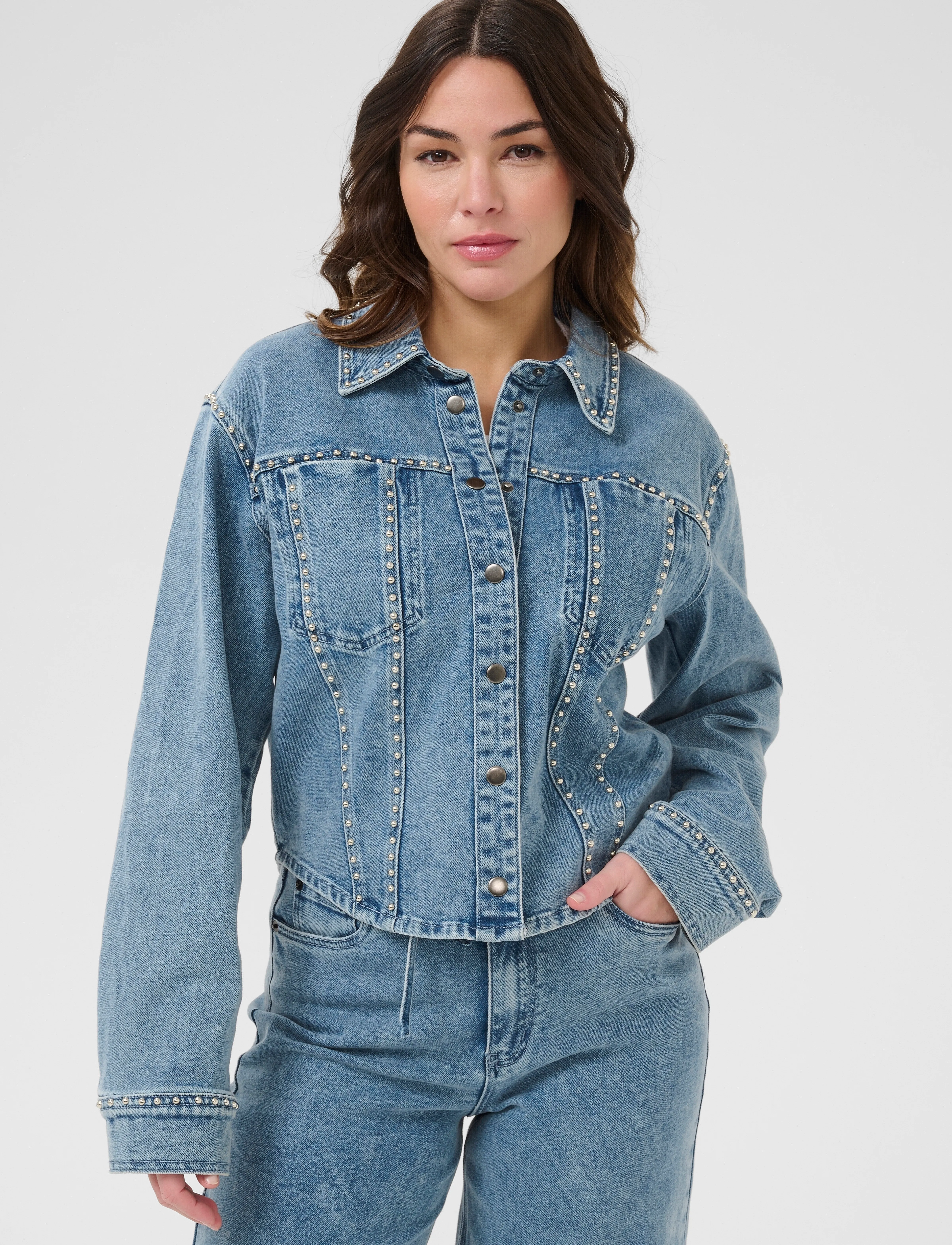Kaffe Kadorina Denim Shirt, 42, Jackets, Blau - Denim, Frauen