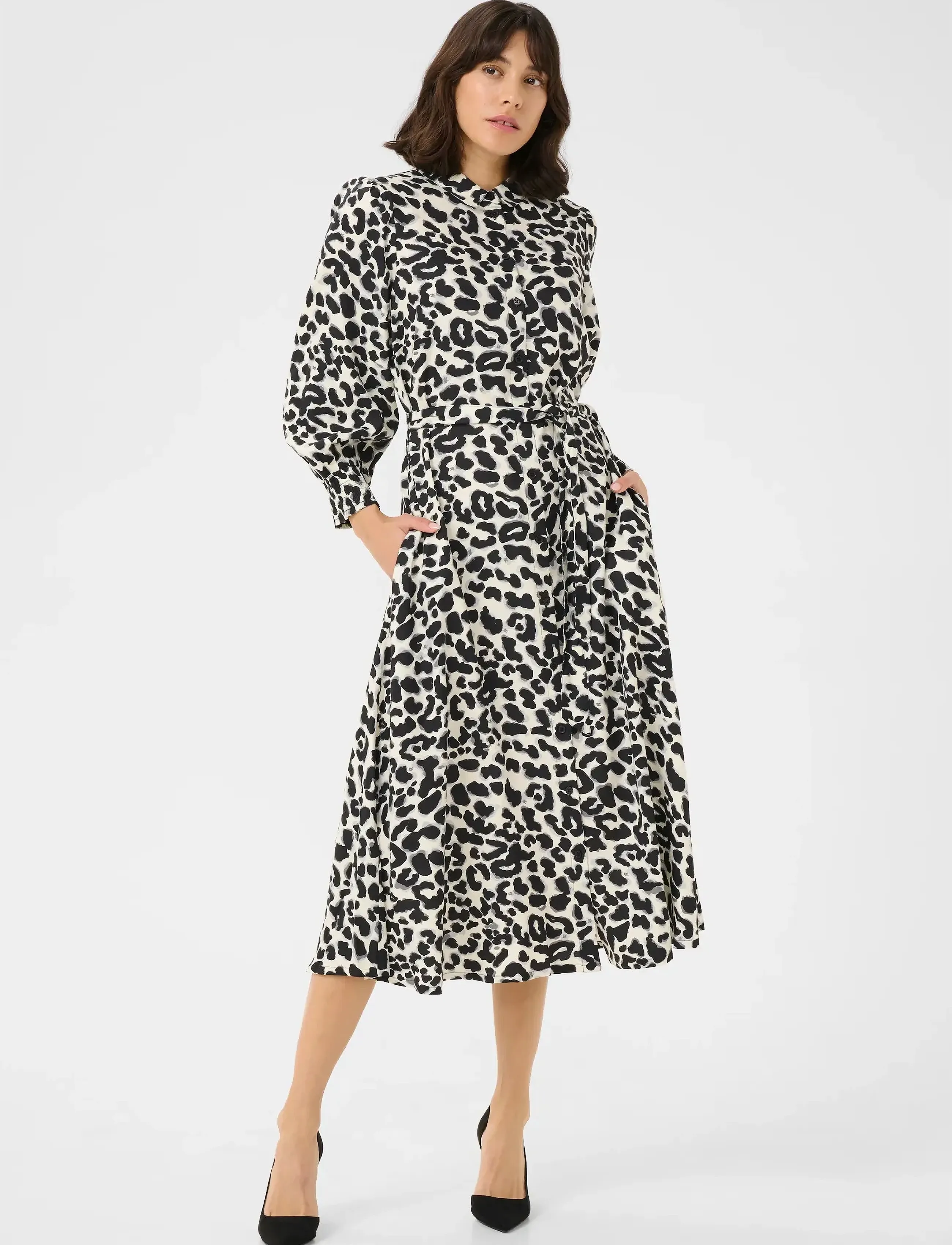 Kaffe - KAemina Dress - särkkleidid - grey leopard - 0