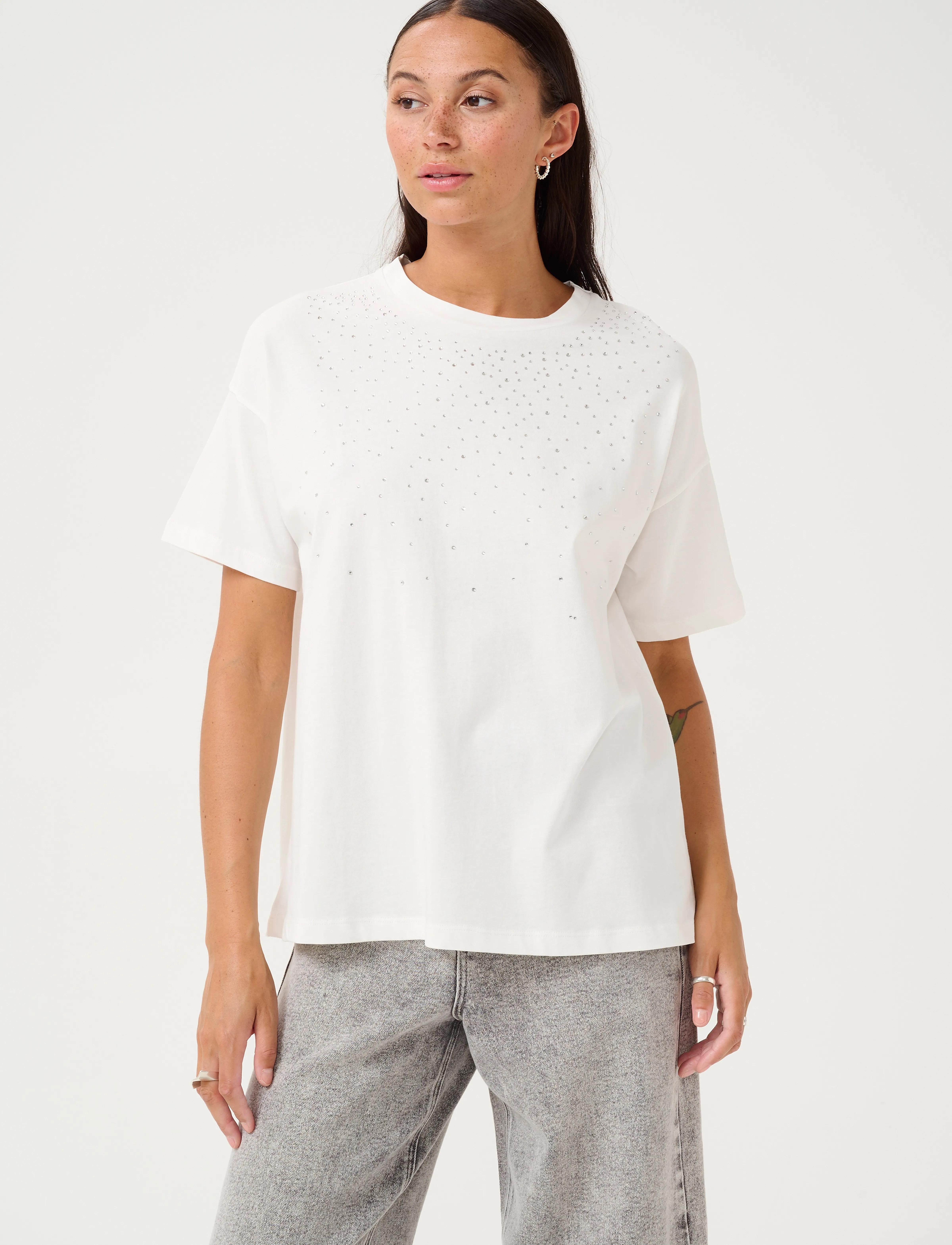 Kaffe Kaberisa T-Shirt, XS, T-shirts & Oberteile, Creme - Short-sleeved, Frauen