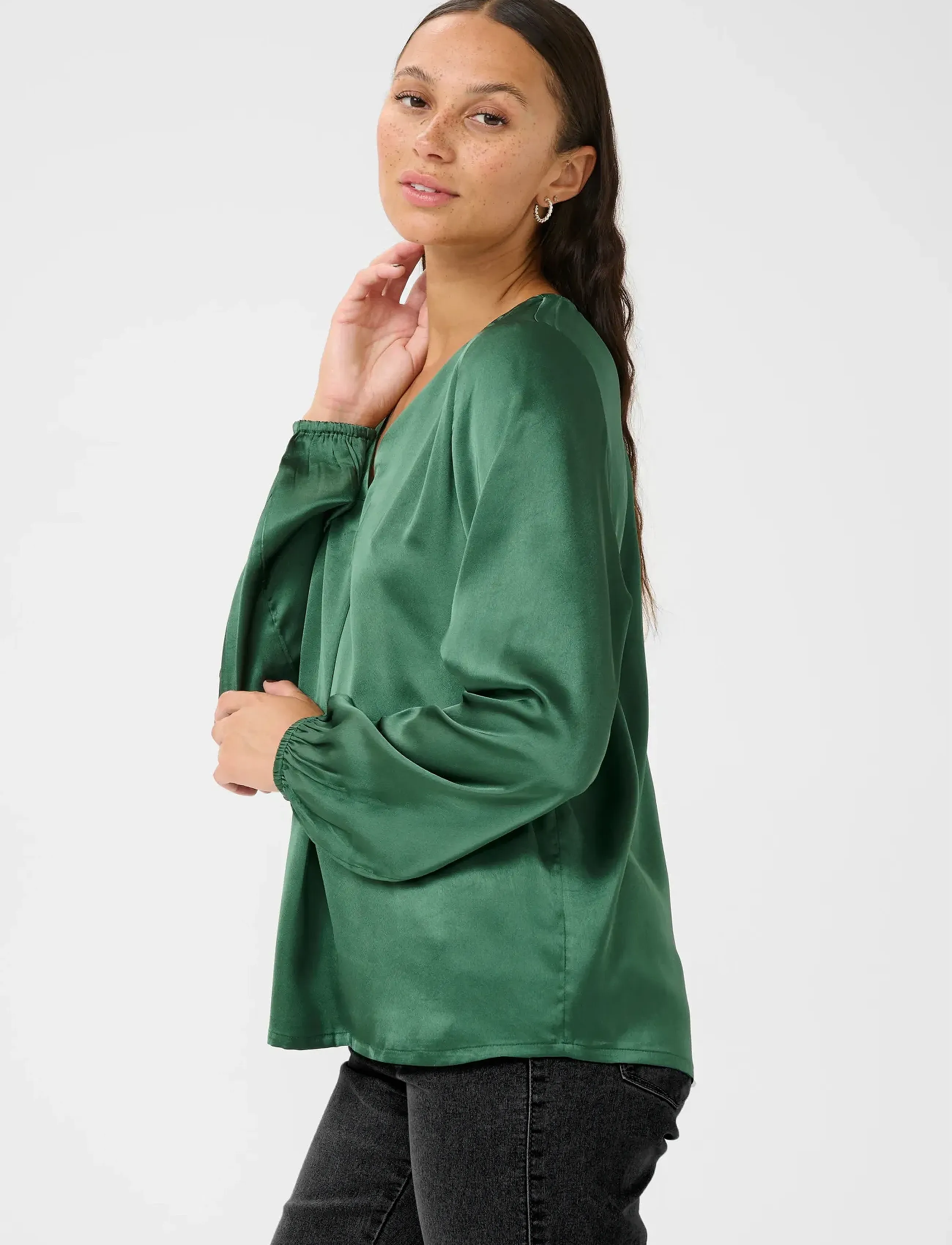 Kaffe Kalana Blouse, 34, Green, Bluser > Langærmede, Dame