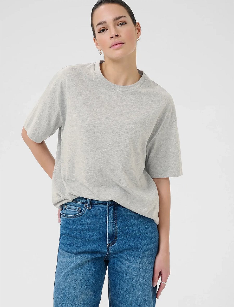 Kaffe - KAtomina T-Shirt - t-shirts - grey melange - 0