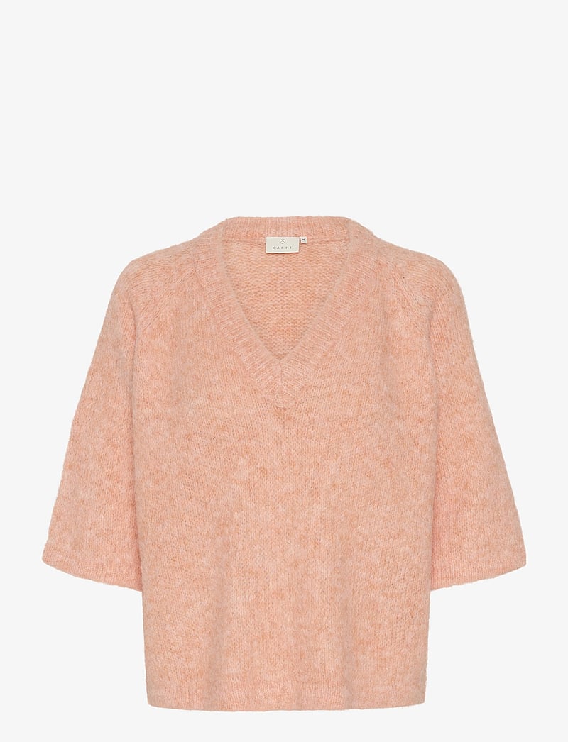 Kaffe - KAemilie V-neck Pullover - stickade tröjor - peach nectar - 1