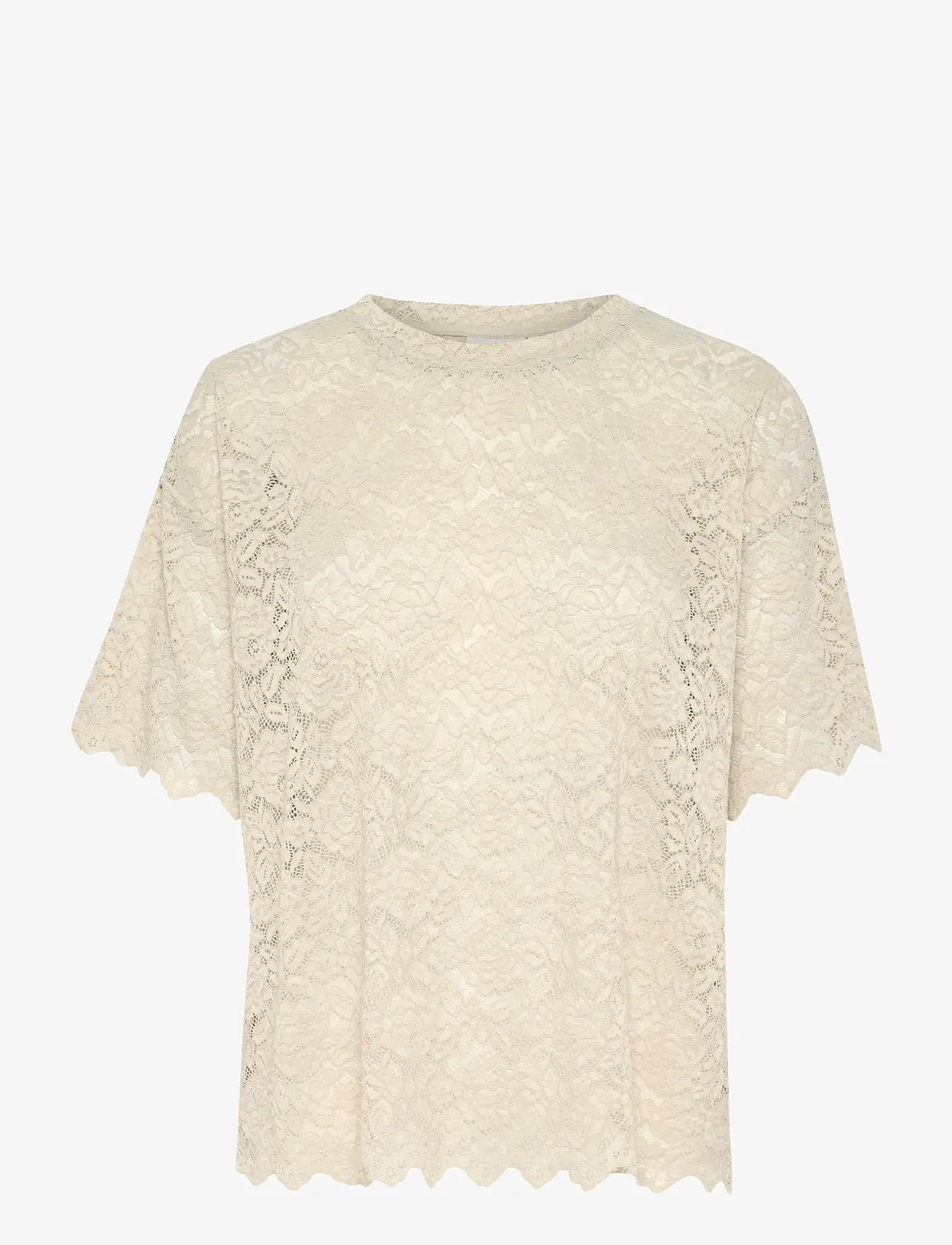 Kaffe - KAjaiden Lace T-Shirt - t-särgid - moonstruck - 1