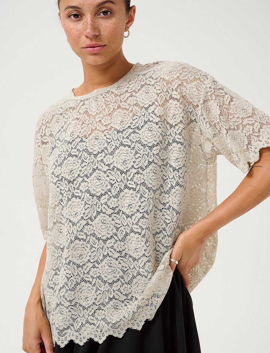 Kaffe - KAjaiden Lace T-Shirt - moonstruck - 5