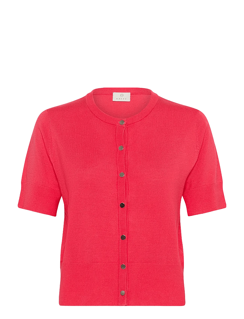 Kaffe - KAlizza Short Sleeve Cardigan - cardigans - raspberry - 1
