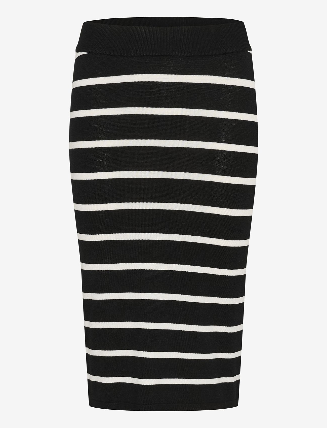 Kaffe - KAlizza Knit Skirt - strikkede nederdele - black/chalk stripe - 1