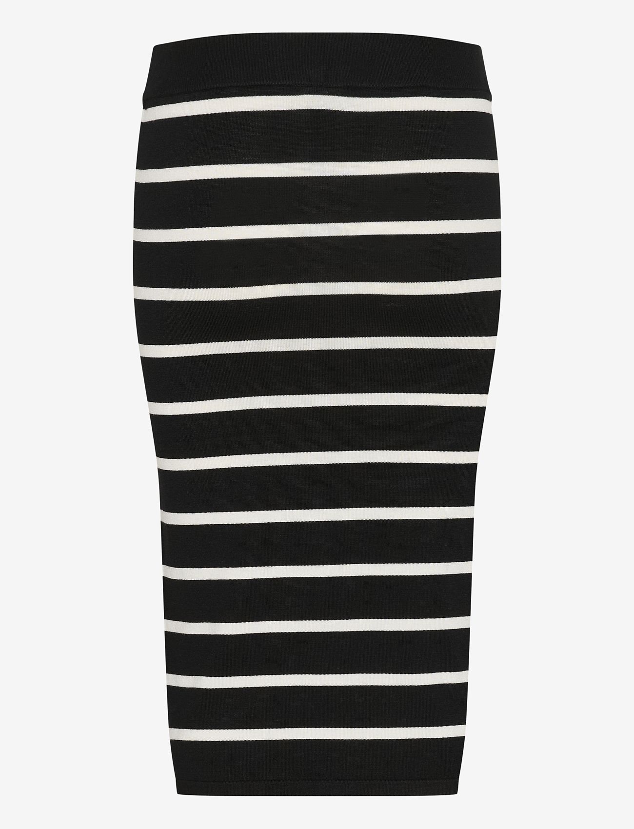 Kaffe - KAlizza Knit Skirt - strikkede nederdele - black/chalk stripe - 2