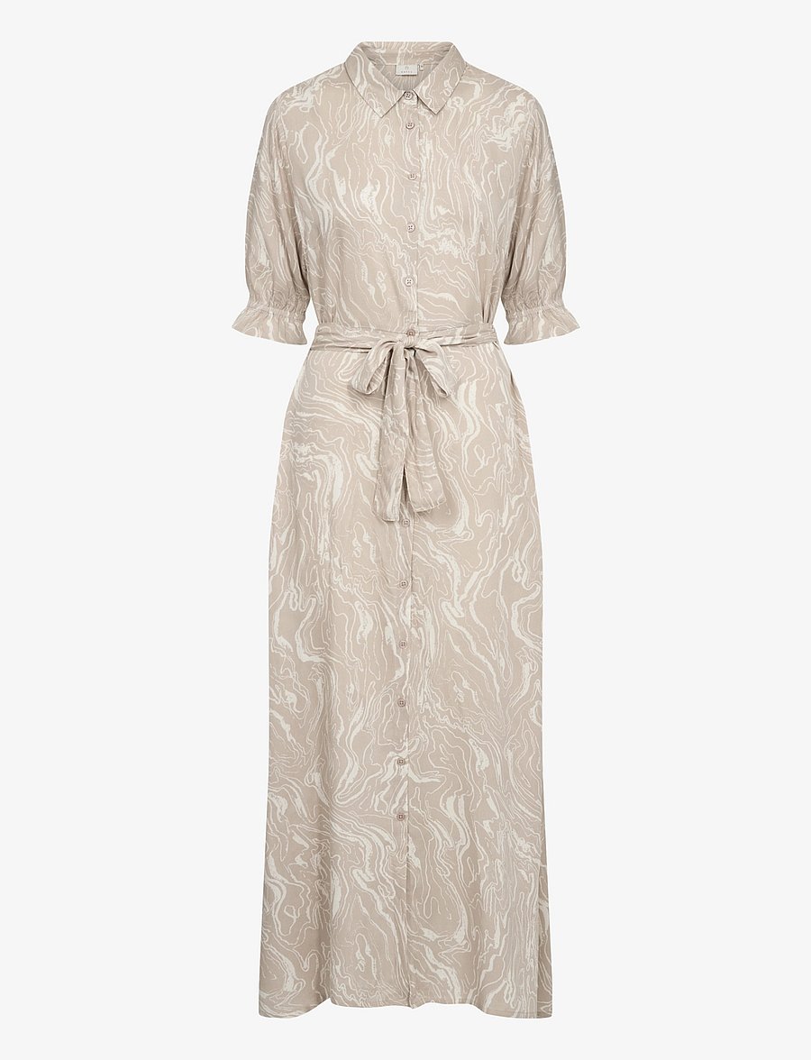 Kaffe - KAmira Plain Weave Dress Printed - feather gray,chalk print - 1