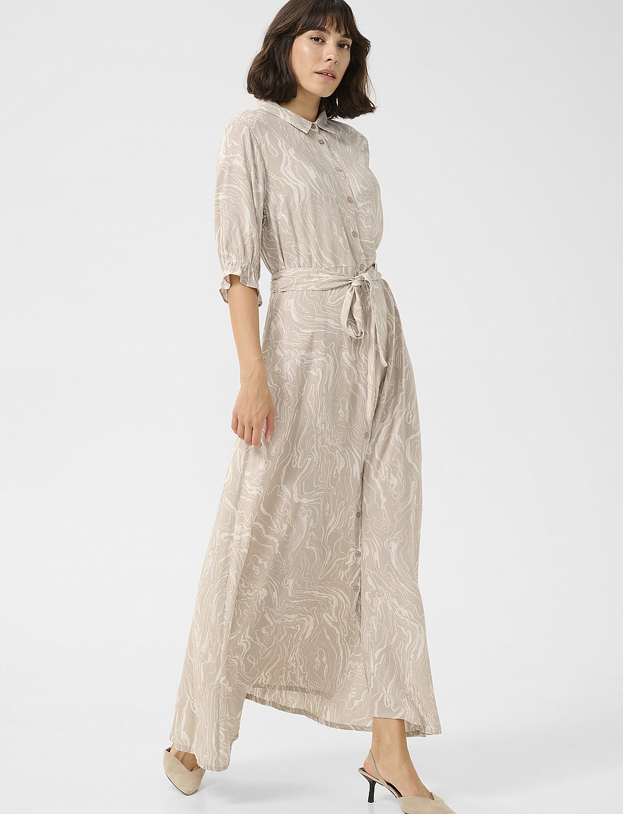 Kaffe - KAmira Plain Weave Dress Printed - feather gray,chalk print - 0