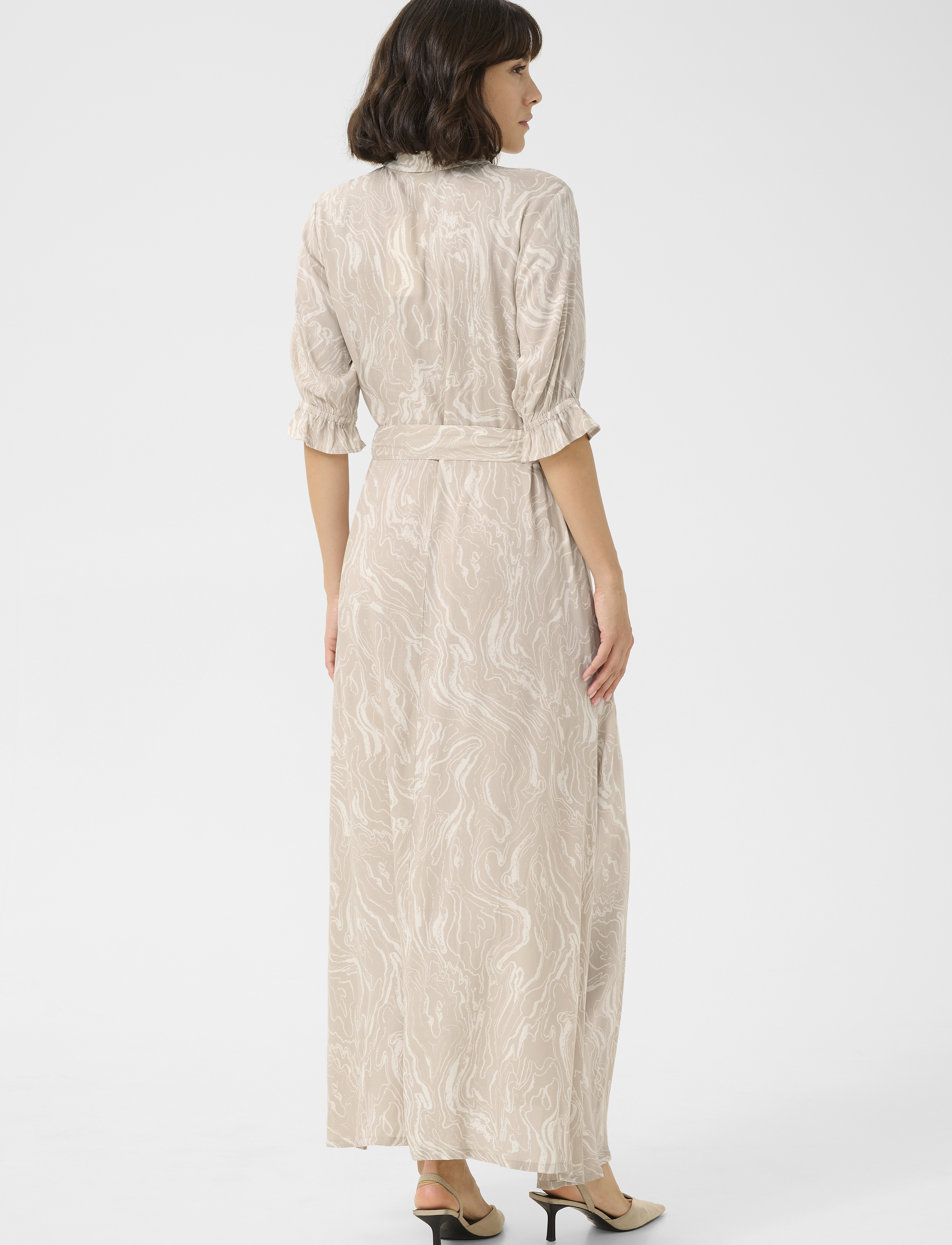 Kaffe - KAmira Plain Weave Dress Printed - feather gray,chalk print - 3