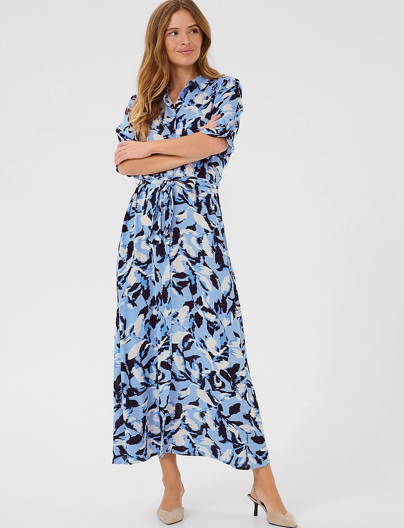 Kaffe - KAmira Plain Weave Dress Printed - blue flower print - 0