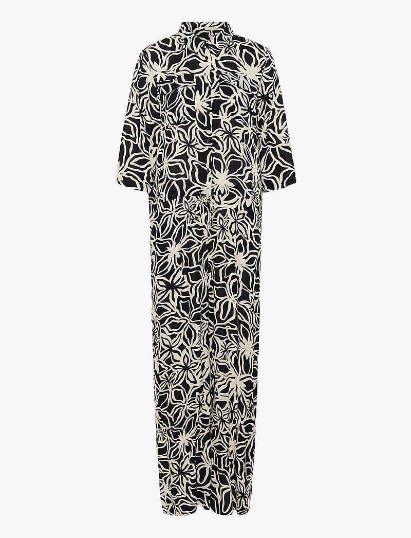 Kaffe - KAsanne Plain Weave Jumpsuit Printe - jumpsuits - black / light beige flower - 1
