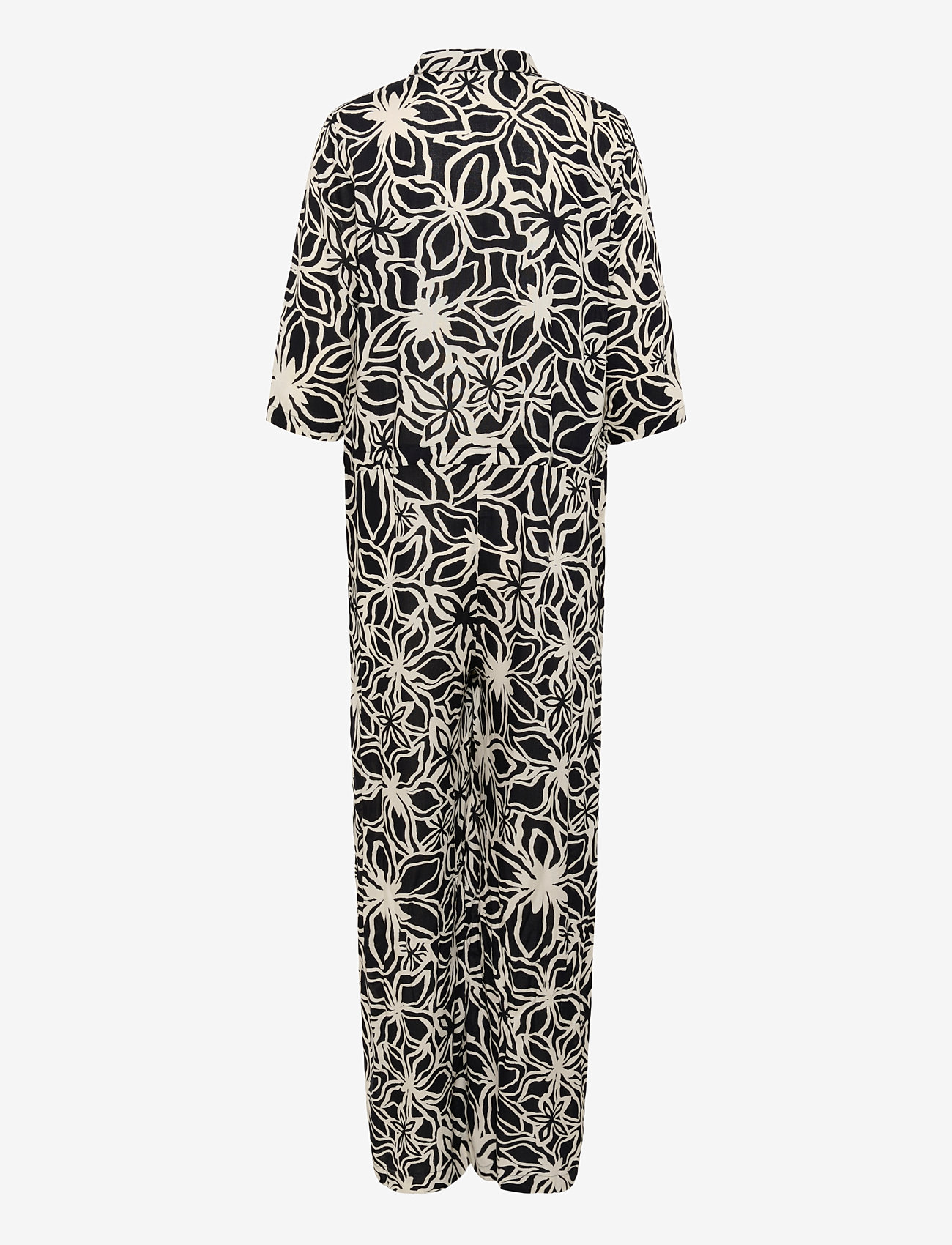 Kaffe - KAsanne Plain Weave Jumpsuit Printe - damen - black / light beige flower - 1