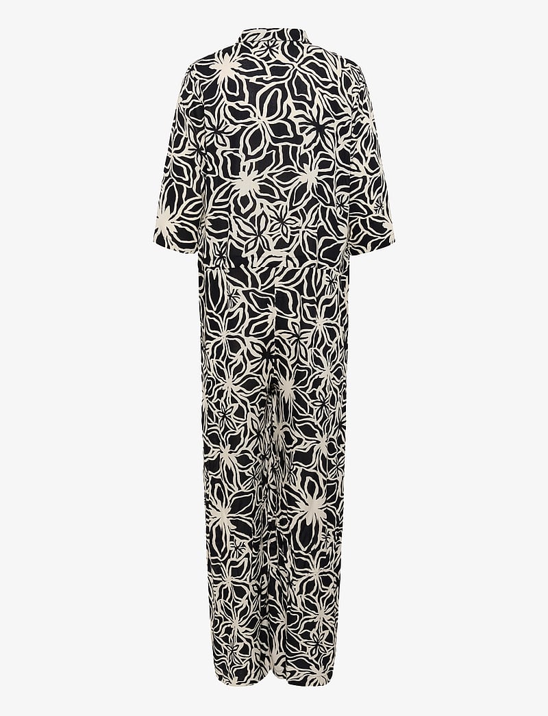 Kaffe - KAsanne Plain Weave Jumpsuit Printe - jumpsuits - black / light beige flower - 2