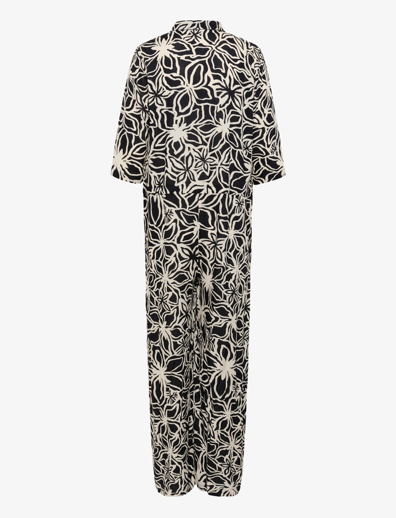 Kaffe - KAsanne Plain Weave Jumpsuit Printe - jumpsuits - black / light beige flower - 2