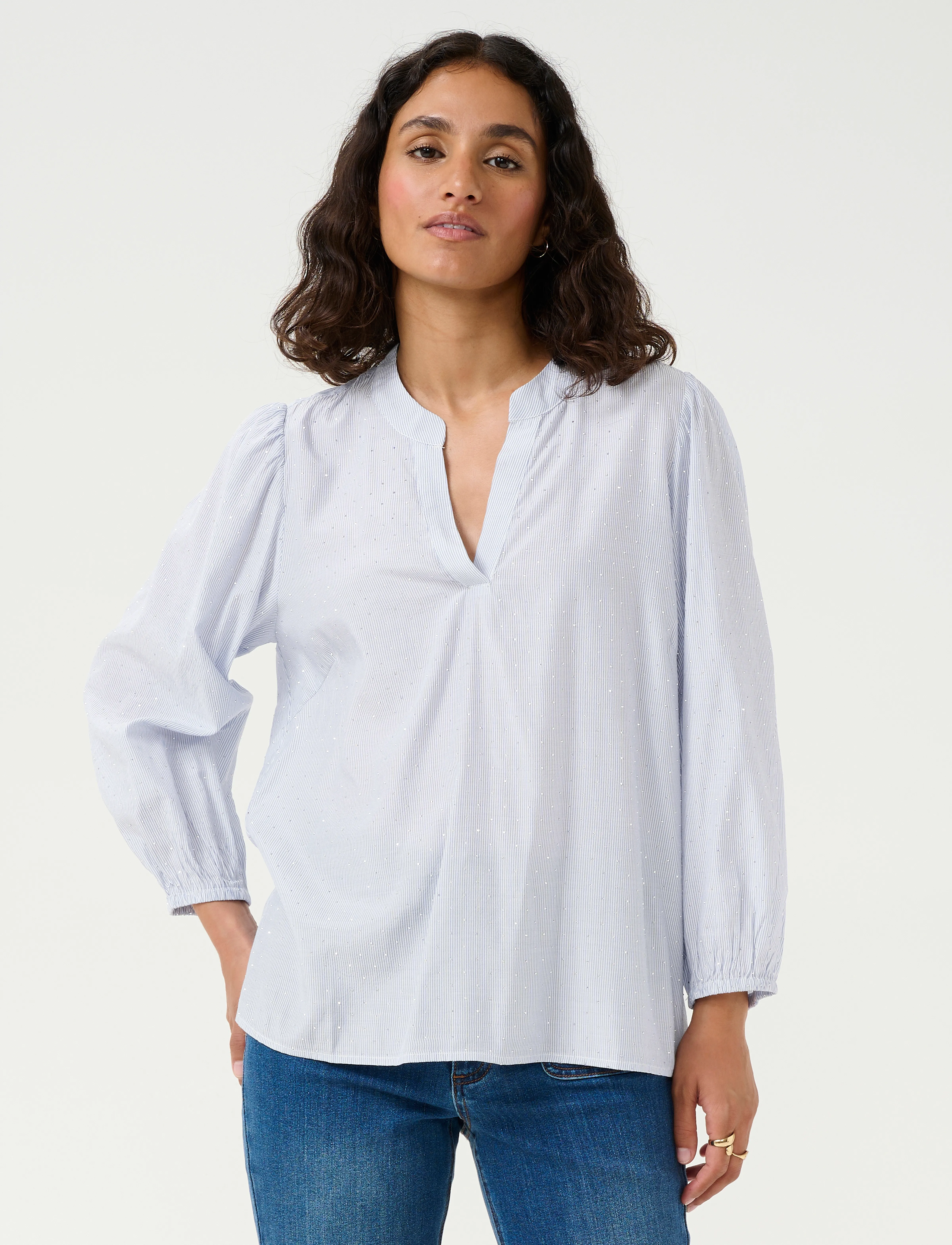 Kaffe - KAmilena Blouse - långärmade blusar - blue/white stripe - 3
