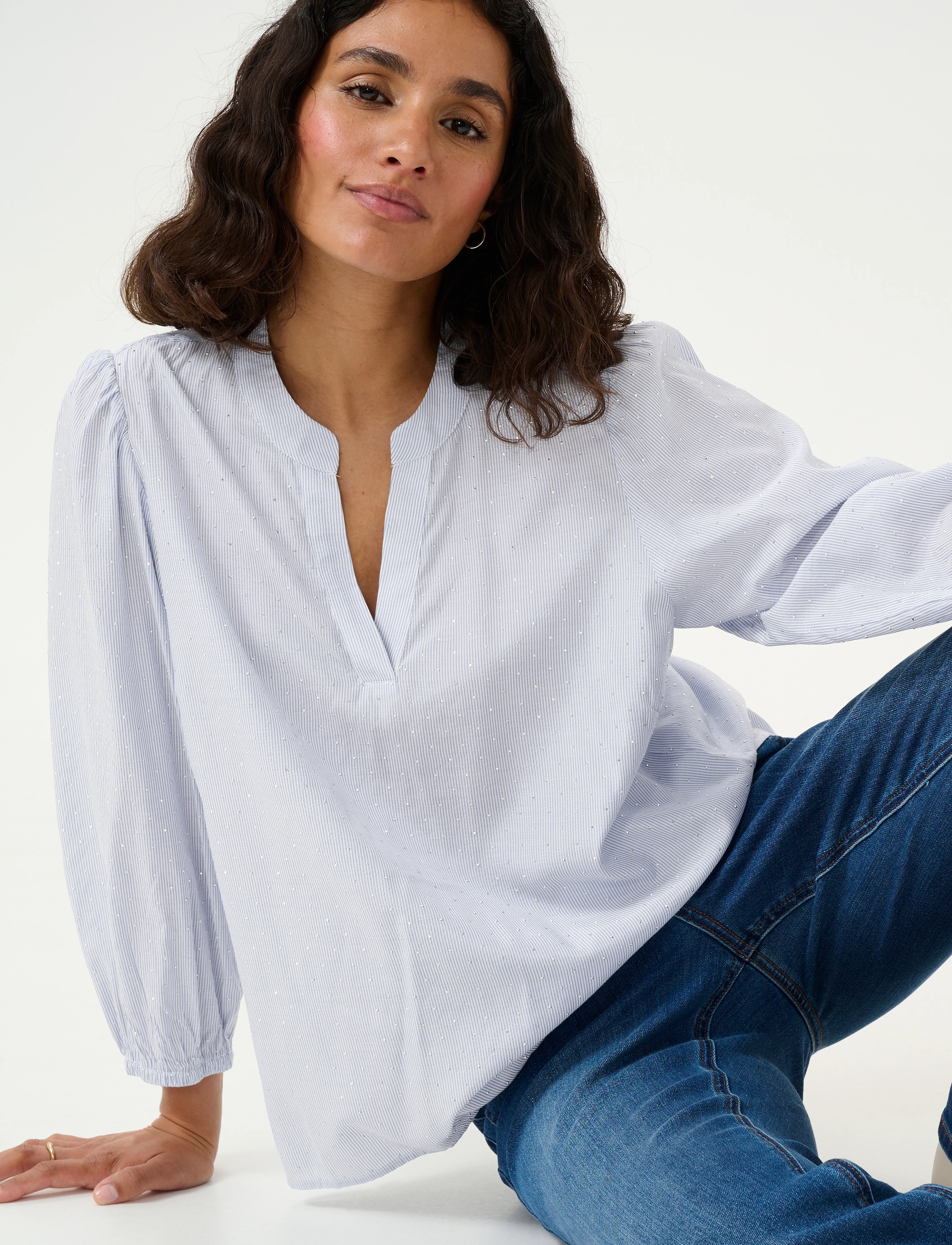 Kaffe - KAmilena Blouse - långärmade blusar - blue/white stripe - 5