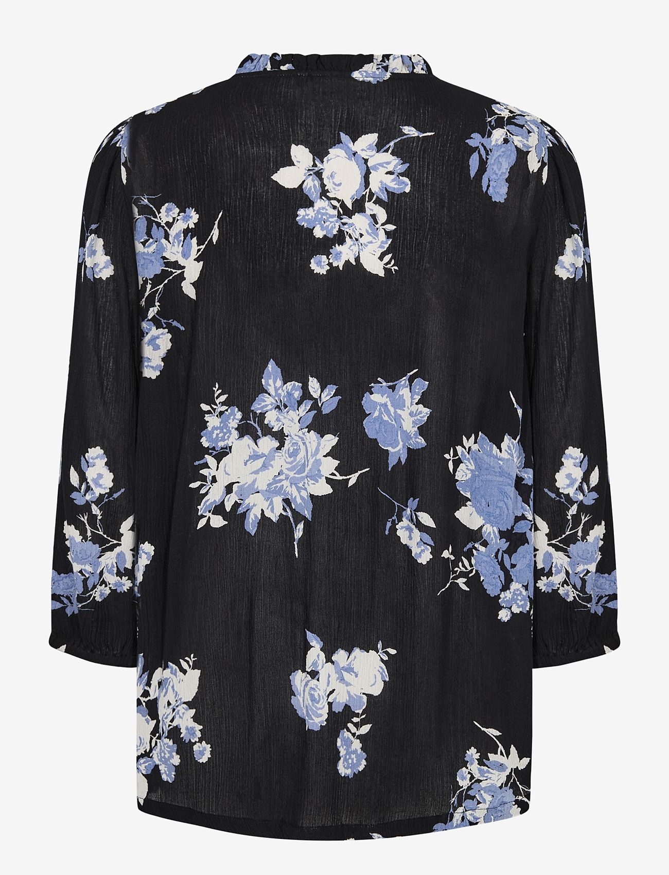 Kaffe - KAedita Amber Blouse - long-sleeved blouses - black / blue flower print - 1