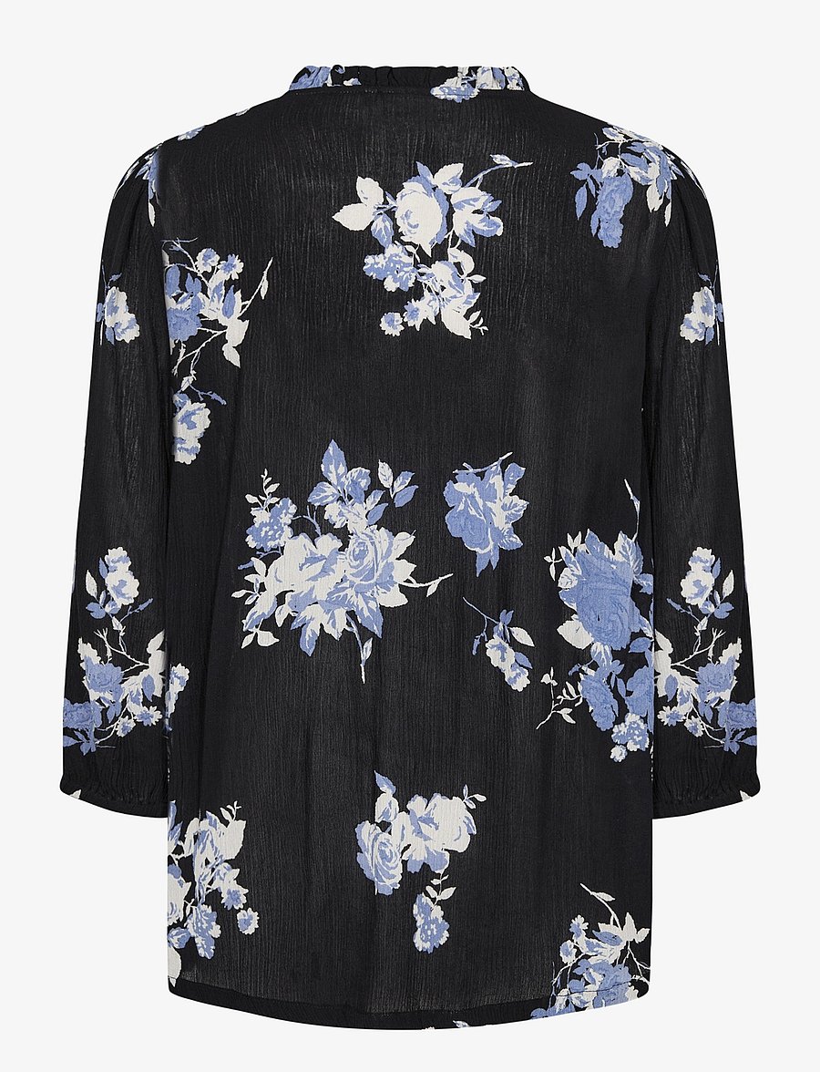 Kaffe - KAedita Amber Blouse - pikkade varrukatega pluusid - black / blue flower print - 2