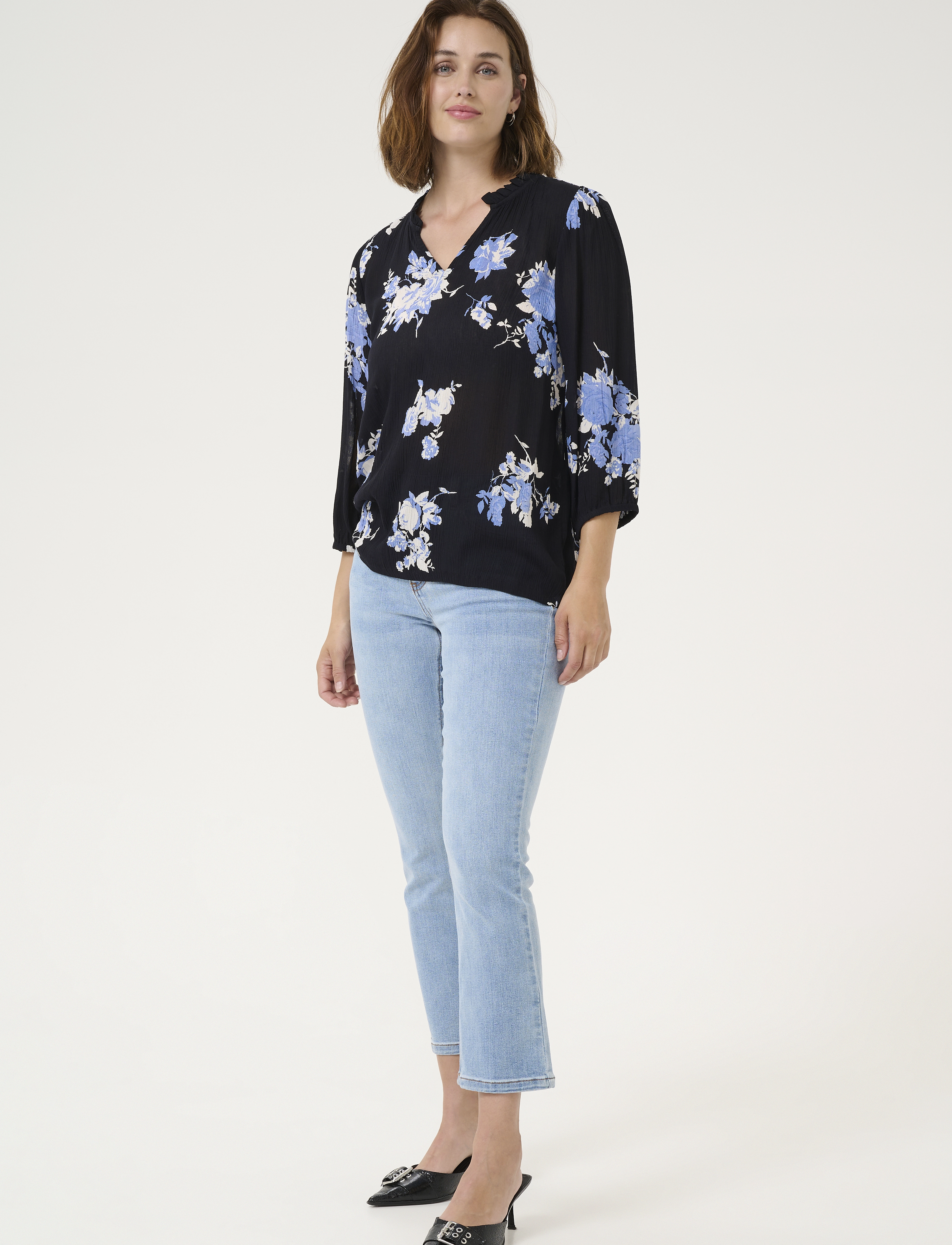 Kaffe - KAedita Amber Blouse - palaidinės ilgomis rankovėmis - black / blue flower print - 3