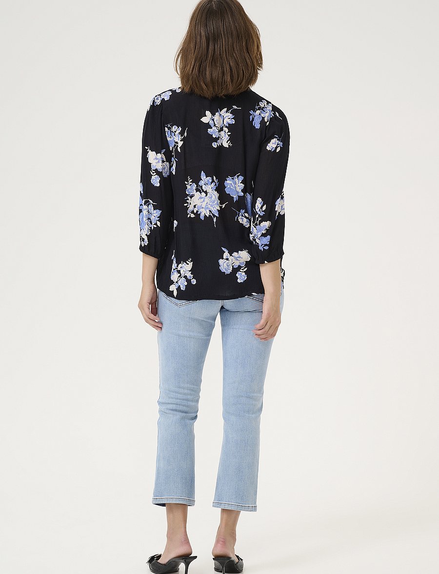 Kaffe - KAedita Amber Blouse - pikkade varrukatega pluusid - black / blue flower print - 4