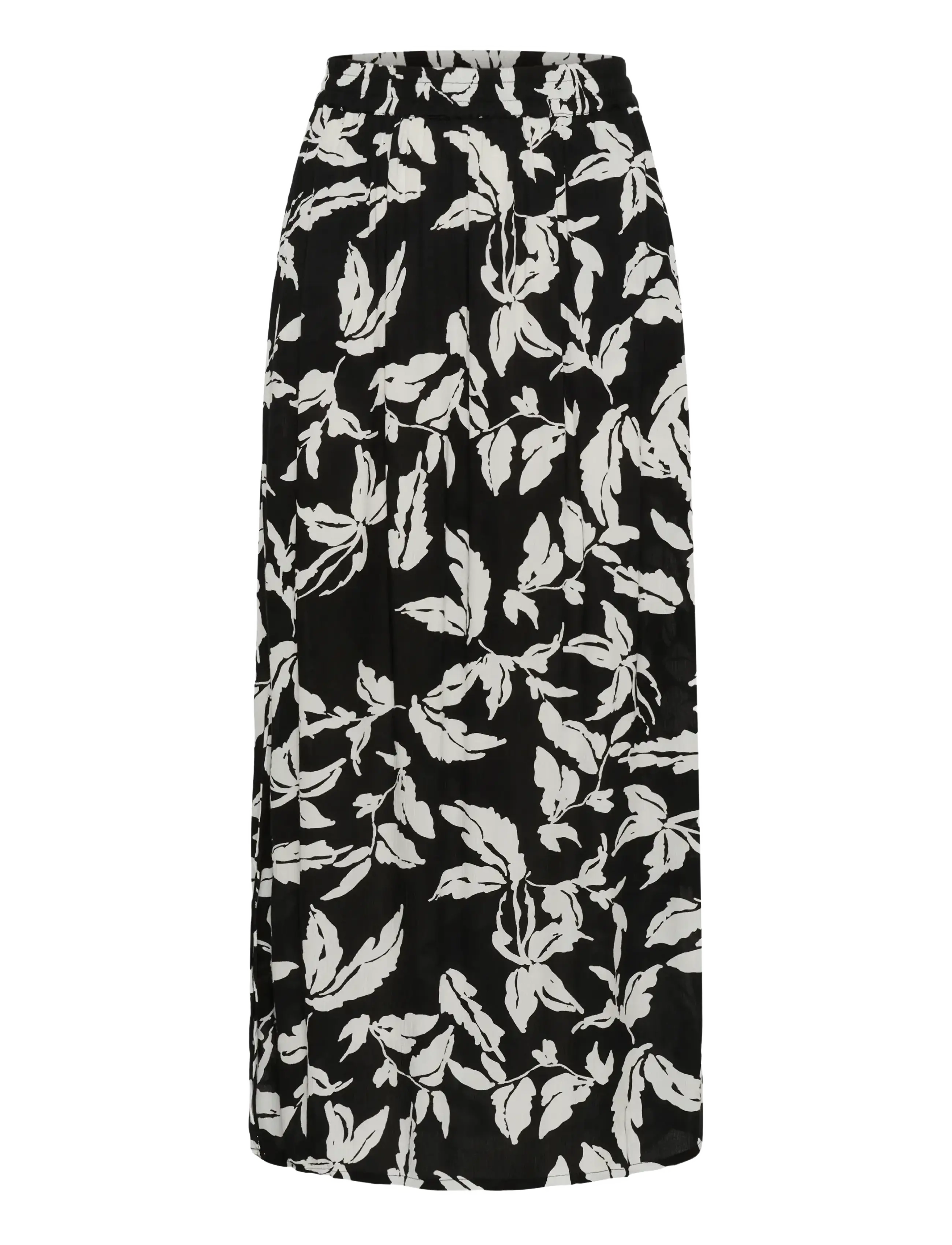 Kaffe KAedita Amber Skirt - Maxi nederdele - BLACK CHALK LEAVES / black