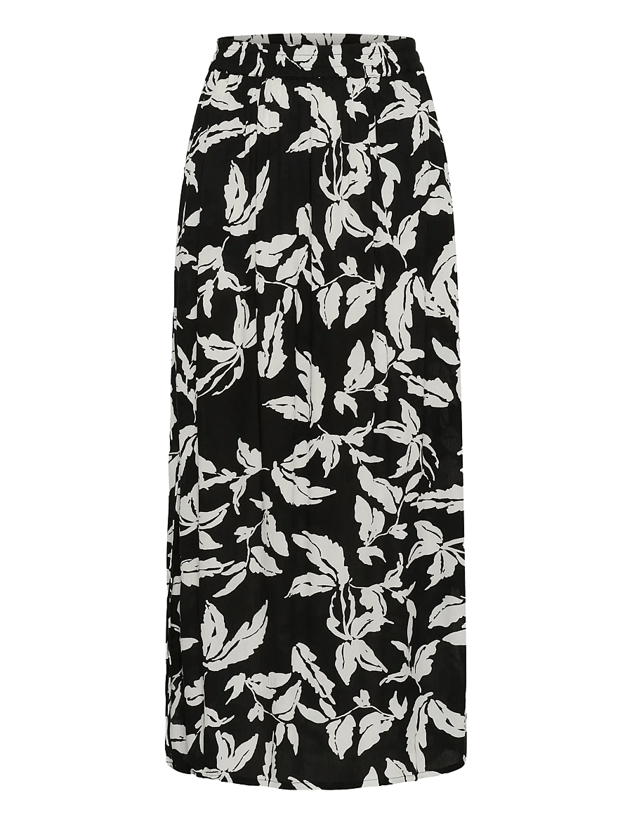 Kaffe - KAedita Amber Skirt - maxi röcke - black chalk leaves - 1