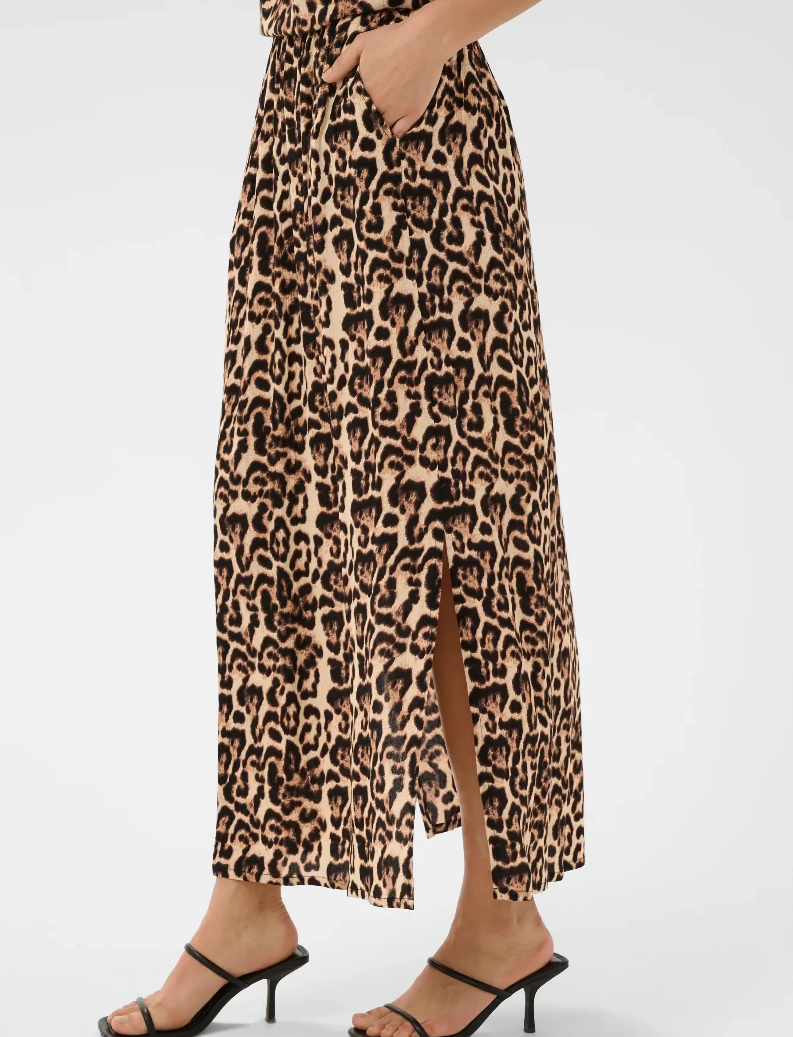 Kaffe - KAedita Amber Skirt - maxikjolar - naturel leopard print - 0