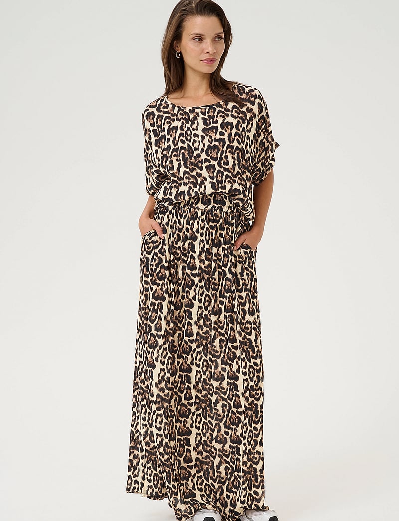 Kaffe - KAedita Amber Skirt - maxi nederdele - naturel leopard print - 3
