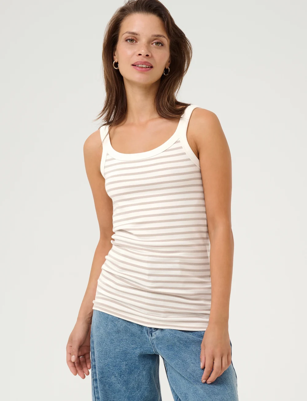 Kaffe - KAliddy Tank Top - Ärmellose tops - chalk/feather gray stripe - 0