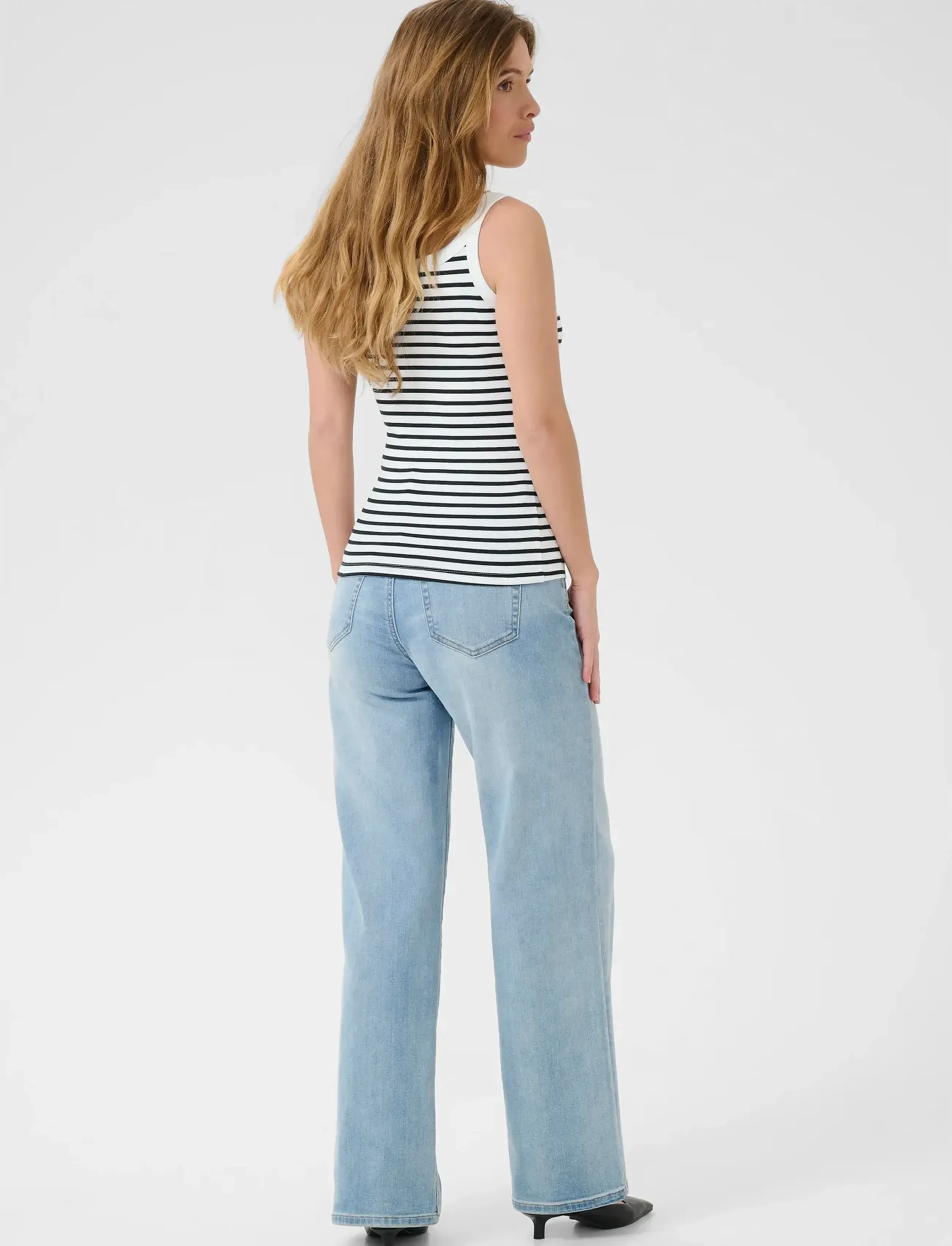 Kaffe - KAliddy Tank Top - hihattomat topit - chalk/black stripe - 4