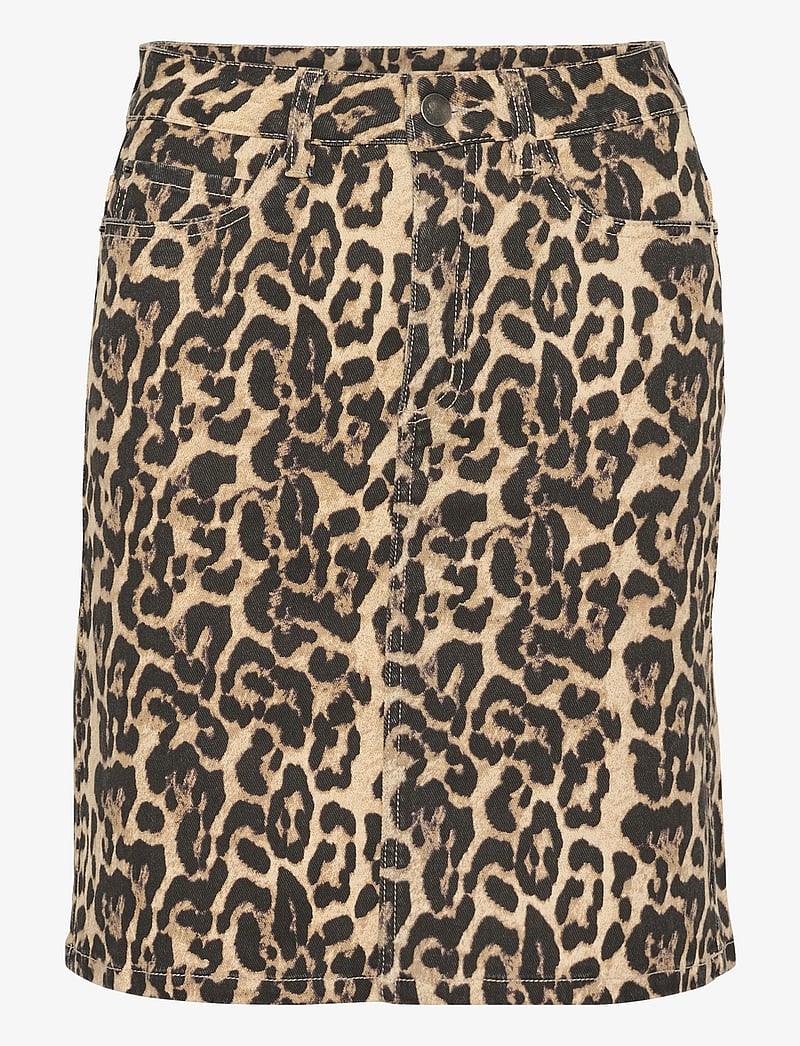 Kaffe - KAleonora Denim Skirt - jeanskjolar - naturel leopard print - 1