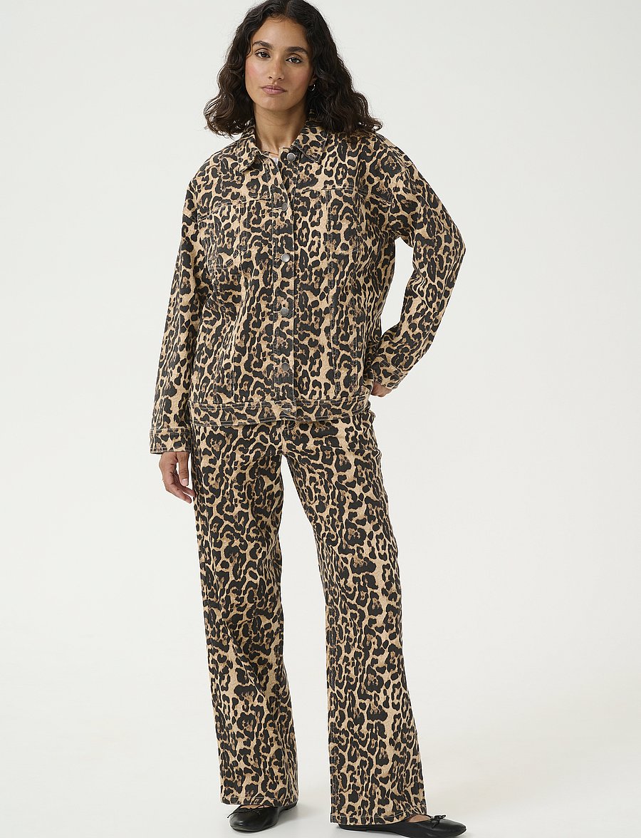 Kaffe - KAleonora Denim Jacket - overshirts - naturel leopard print - 3