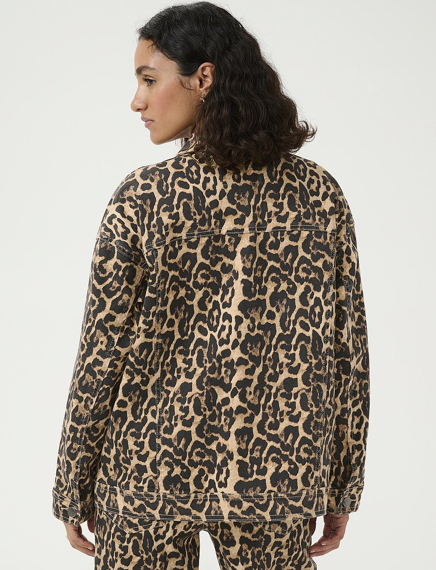 Kaffe - KAleonora Denim Jacket - overshirts - naturel leopard print - 4