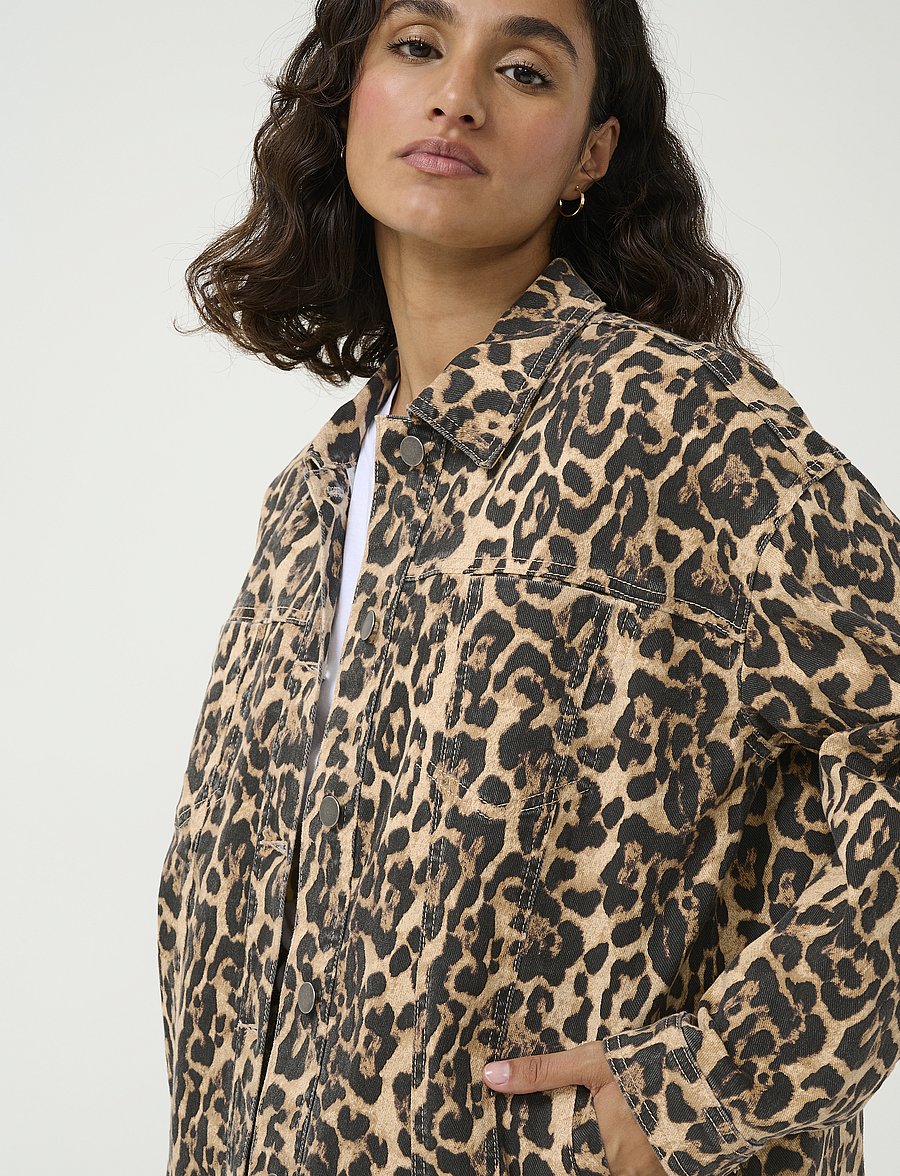 Kaffe - KAleonora Denim Jacket - overshirts - naturel leopard print - 5