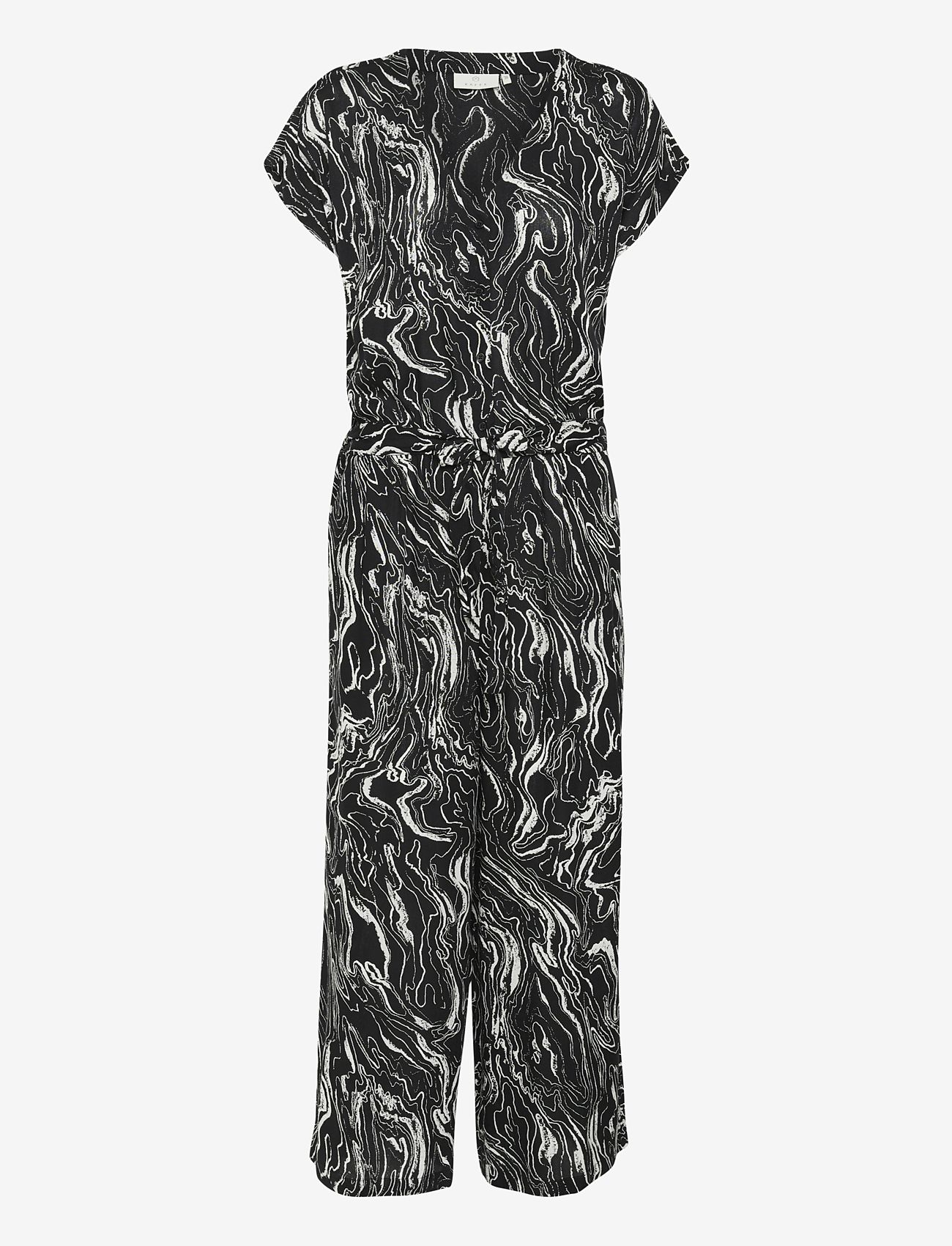 Kaffe - KAmira Plain Weave Jumpsuit Printed - damen - black/chalk graphic print - 0
