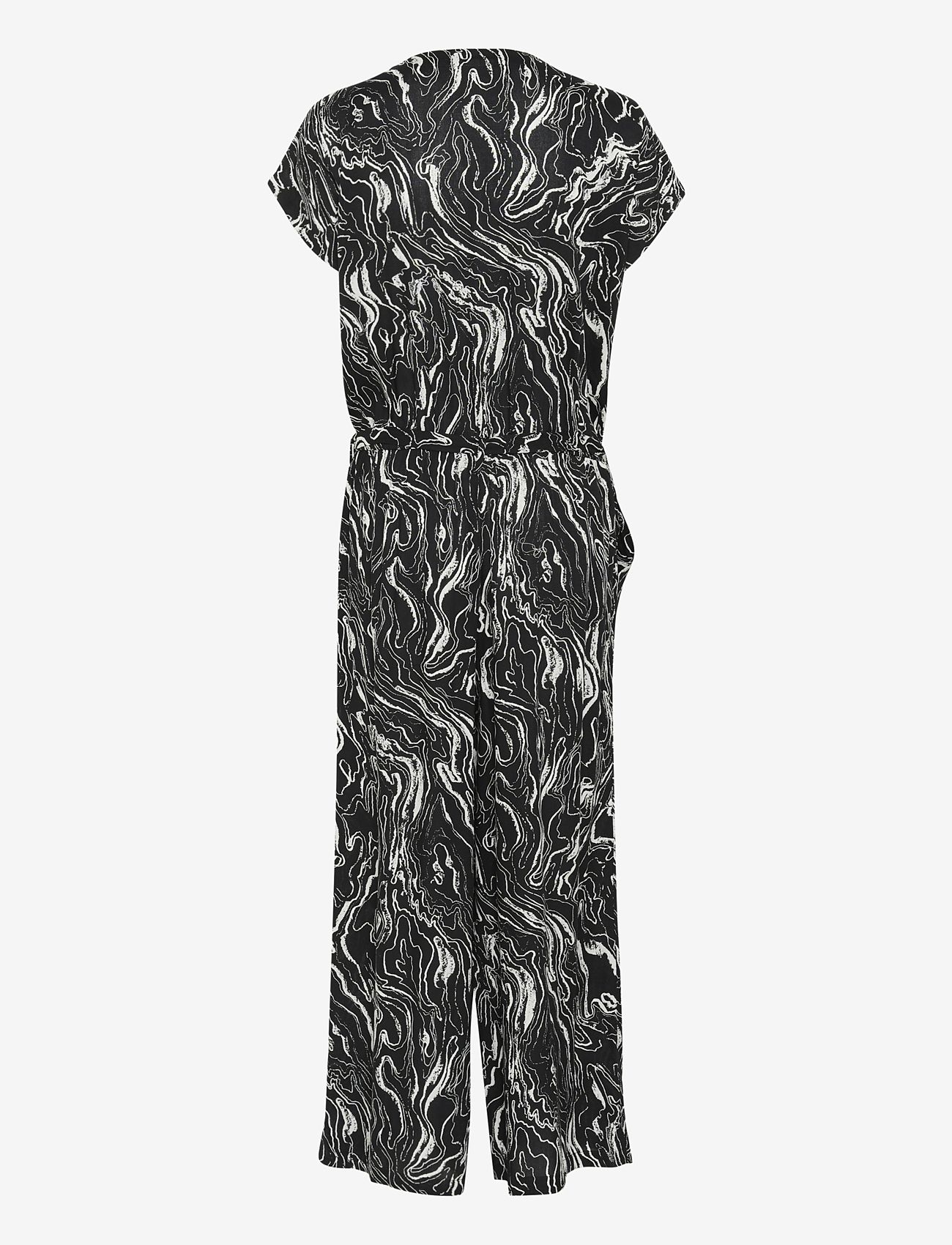 Kaffe - KAmira Plain Weave Jumpsuit Printed - damen - black/chalk graphic print - 1