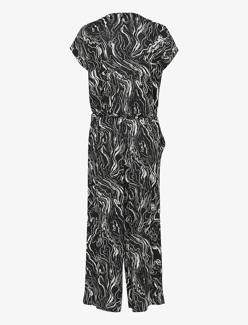 Kaffe - KAmira Plain Weave Jumpsuit Printed - buksedragter - black/chalk graphic print - 2
