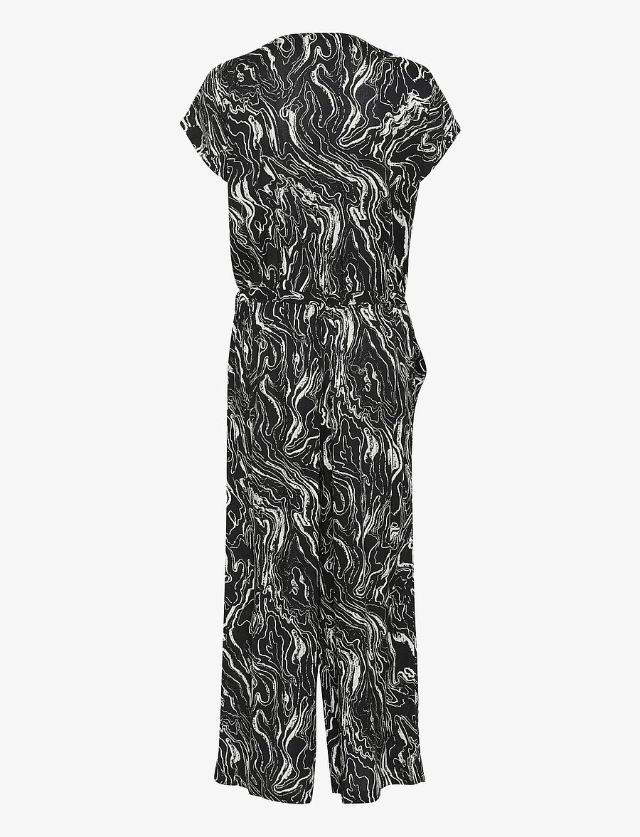 Kaffe - KAmira Plain Weave Jumpsuit Printed - kombinesoonid - black/chalk graphic print - 2