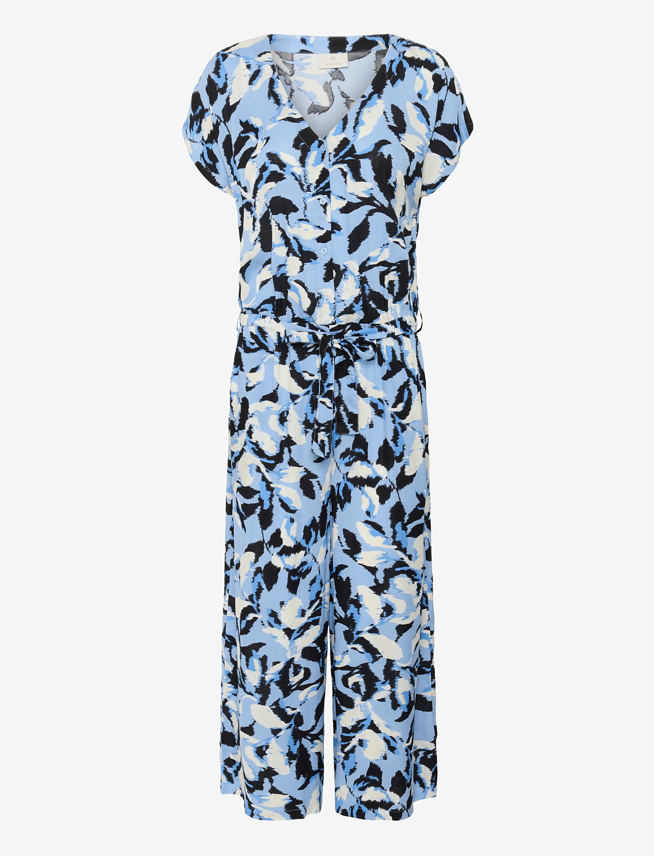 Kaffe - KAmira Plain Weave Jumpsuit Printed - pükskostüümid - blue flower print - 1