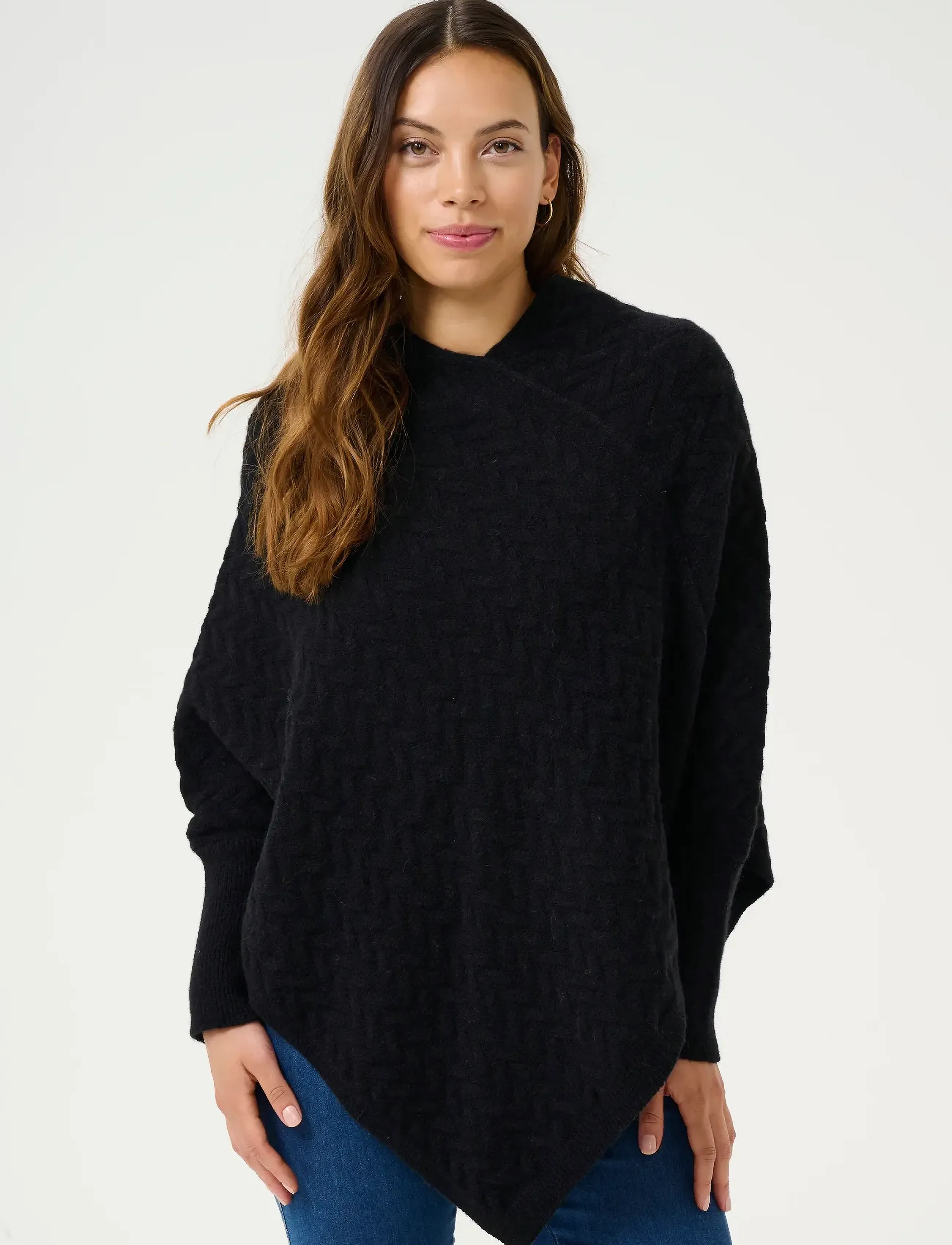Kaffe Kavinnie Poncho, One Size, Knitwear, Schwarz - Ponchos, Frauen