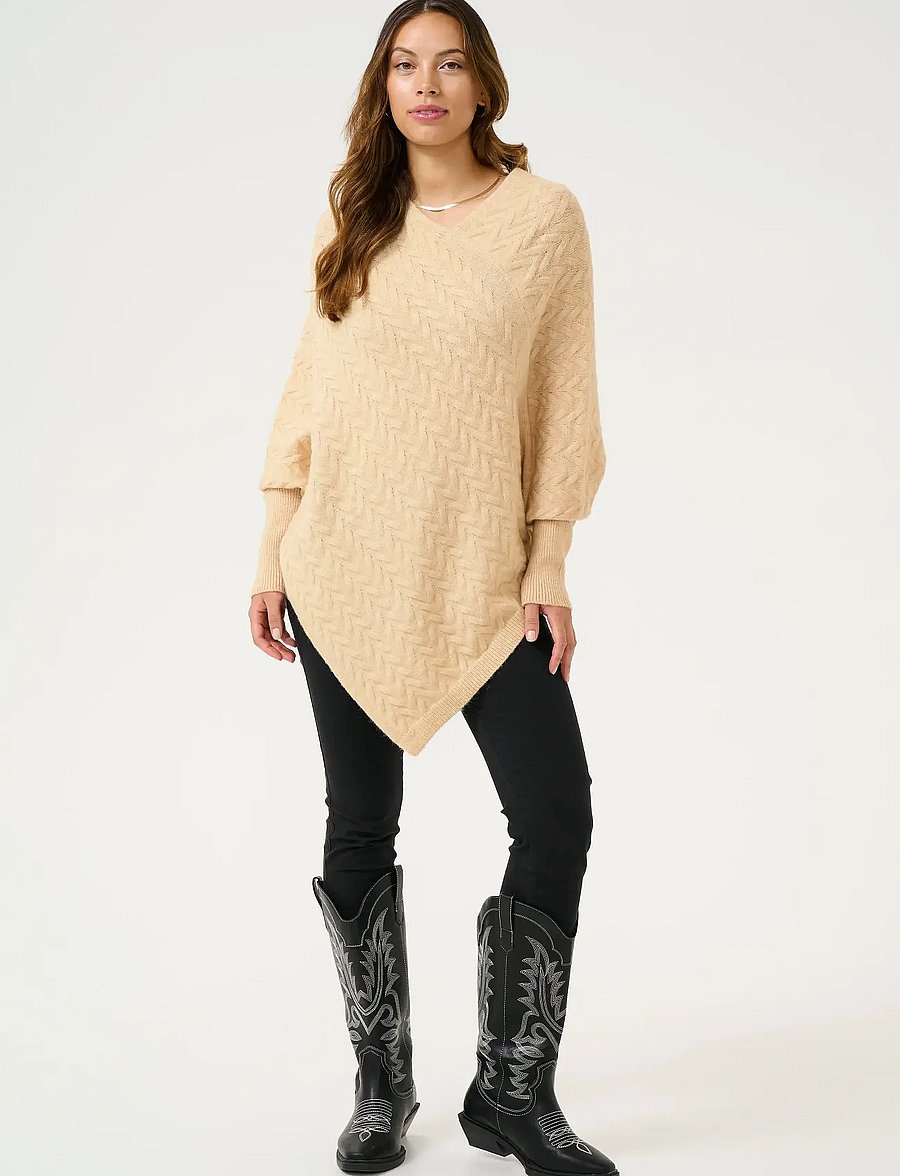 Kaffe - KAvinnie Poncho - ponchoer & kapper - sand dollar melange - 3