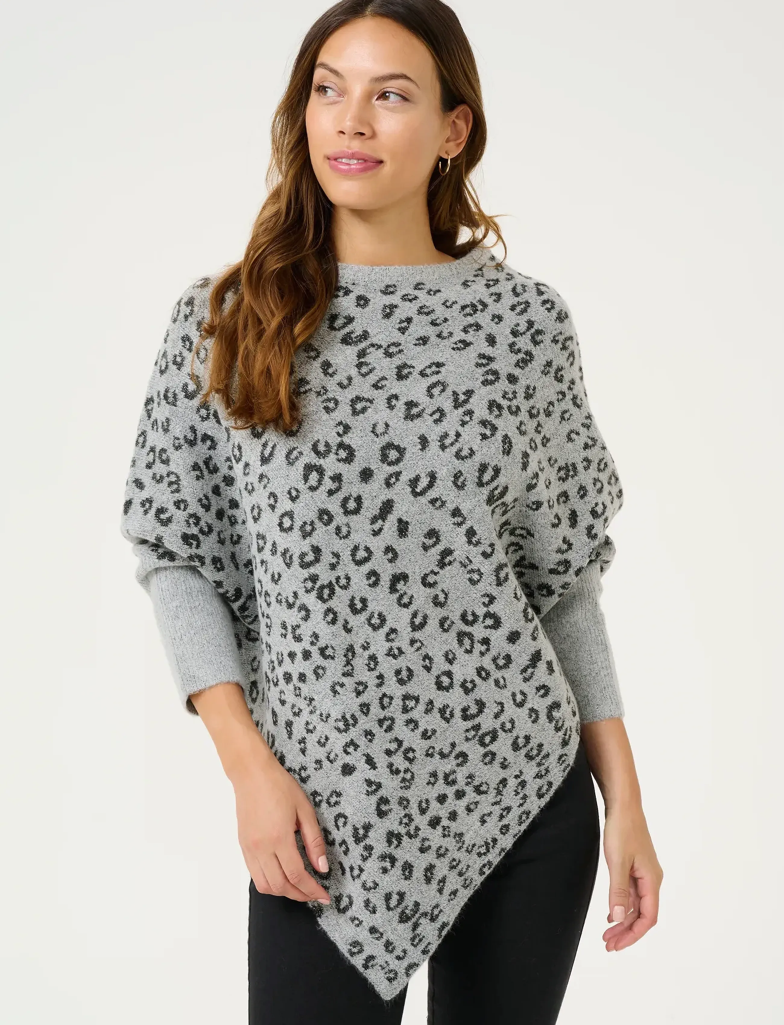 Kaffe Kamolly Poncho, One Size, Knitwear, Grau - Ponchos, Frauen
