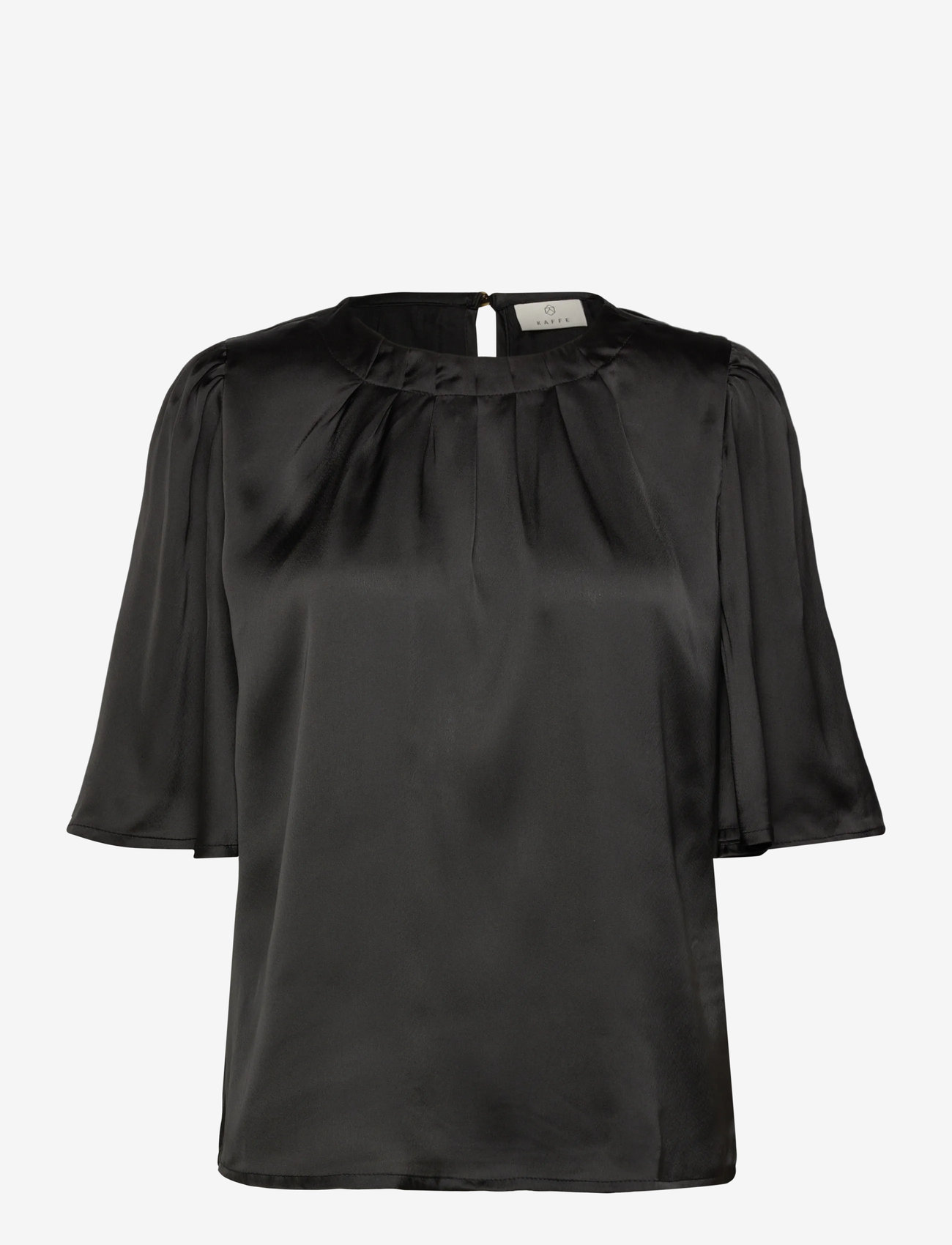 Kaffe - KAlinda Flared Blouse - kortärmade blusar - black deep - 0