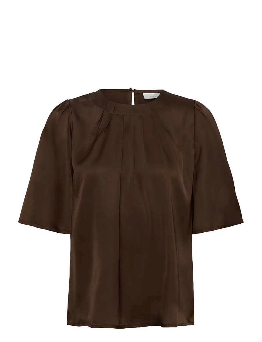Kaffe - KAlinda Flared Blouse - kurzärmelige blusen - coffee bean - 0