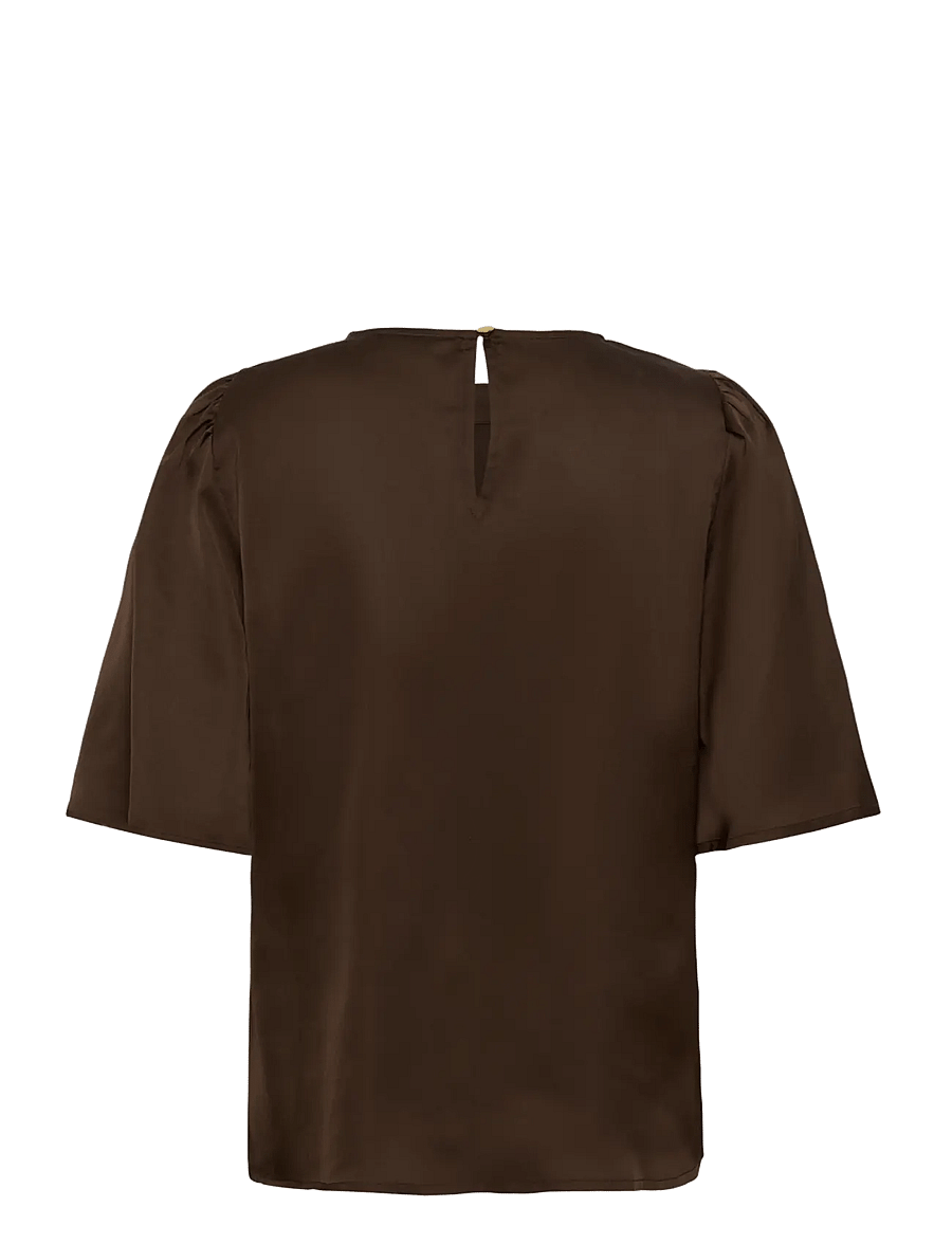 Kaffe - KAlinda Flared Blouse - kurzärmelige blusen - coffee bean - 1